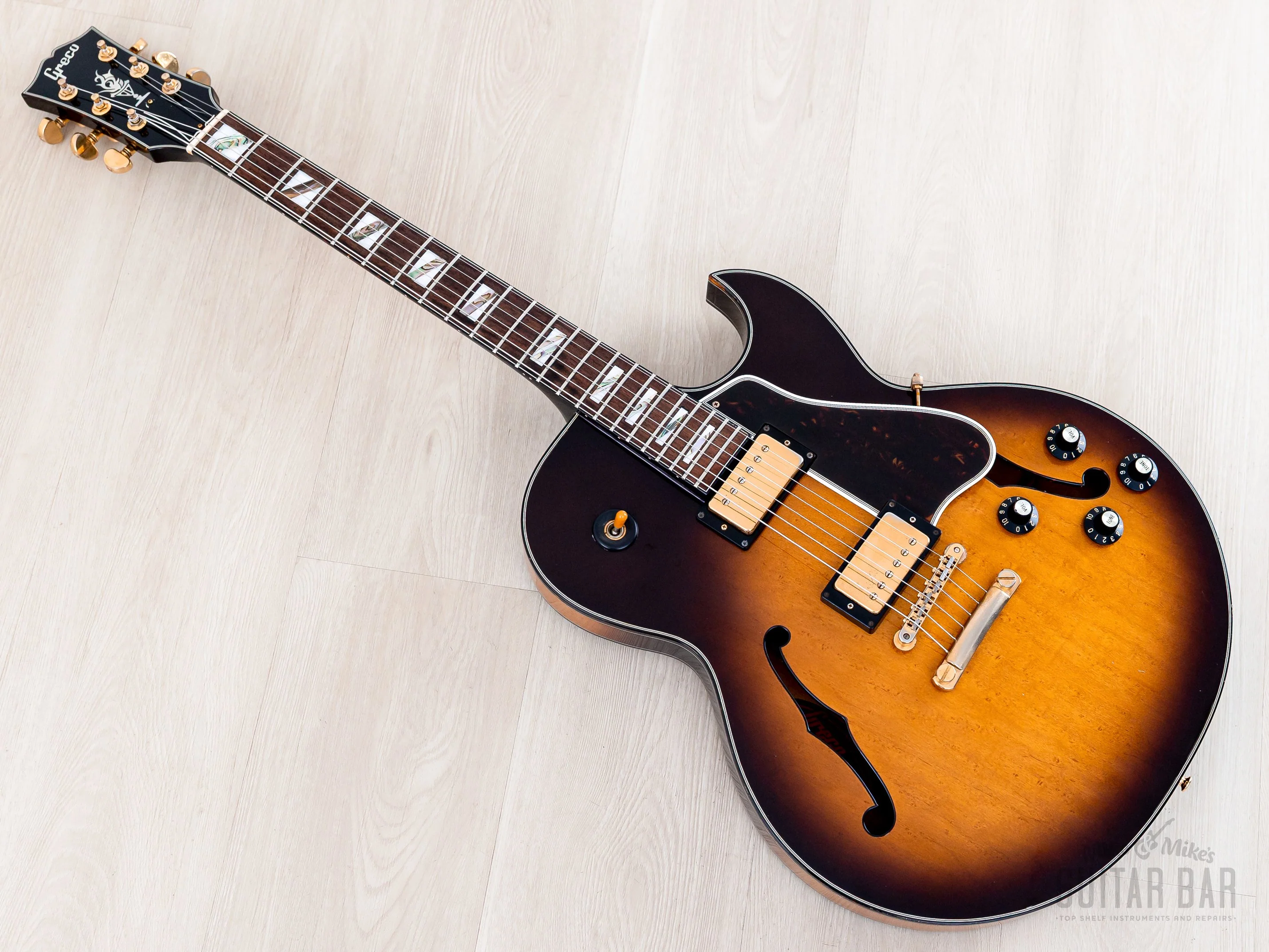 1990 Greco RS-90 Clear Sound Project Vintage Semi-Hollow ES-Style Guitar Sunburst, Japan Fujigen - Image 12