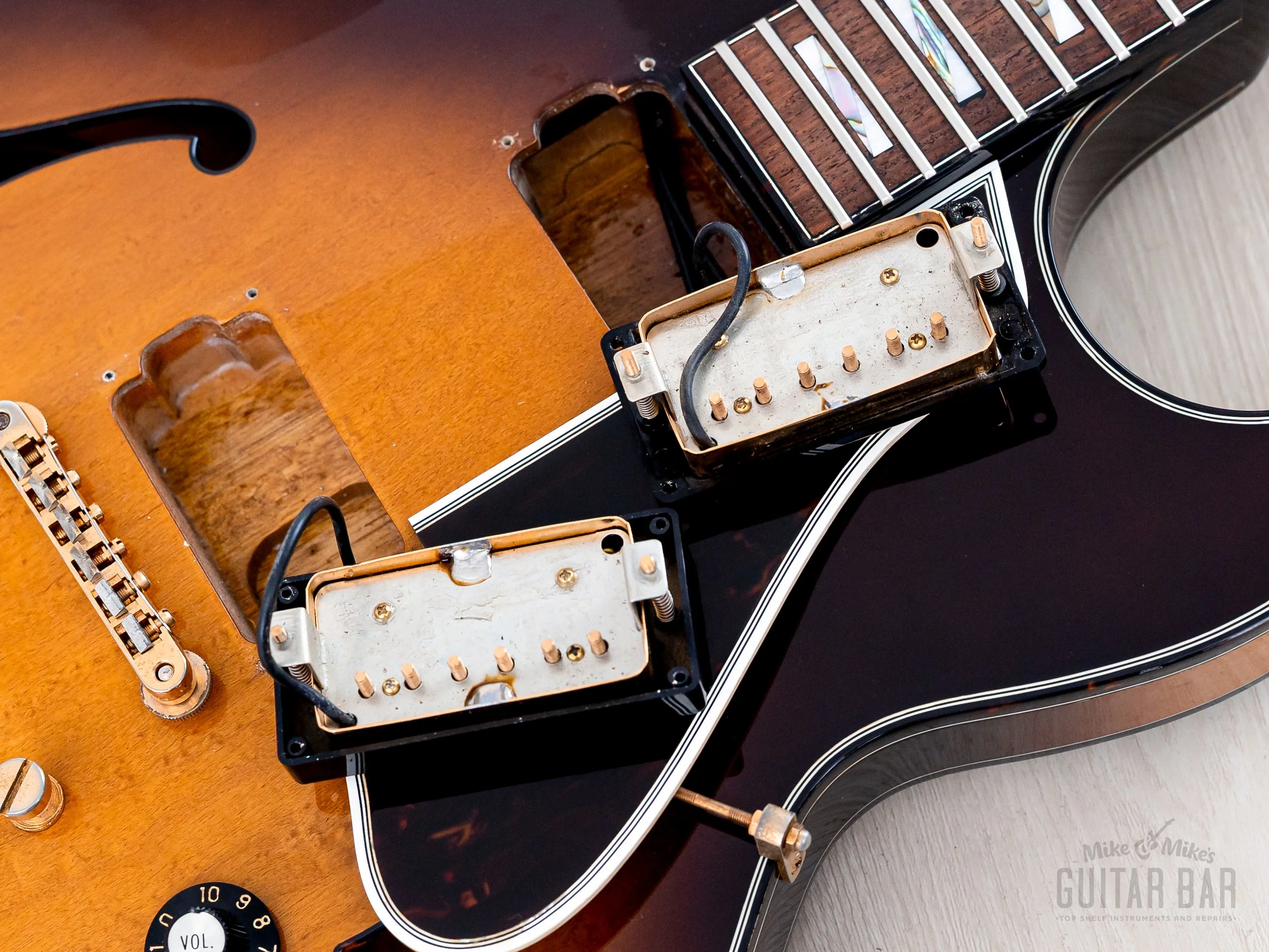 1990 Greco RS-90 Clear Sound Project Vintage Semi-Hollow ES-Style Guitar Sunburst, Japan Fujigen - Image 16