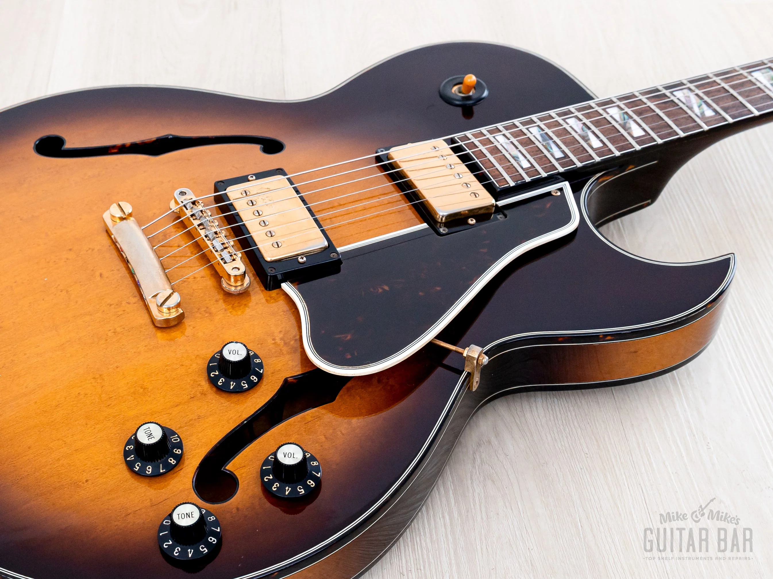 1990 Greco RS-90 Clear Sound Project Vintage Semi-Hollow ES-Style Guitar Sunburst, Japan Fujigen - Image 7