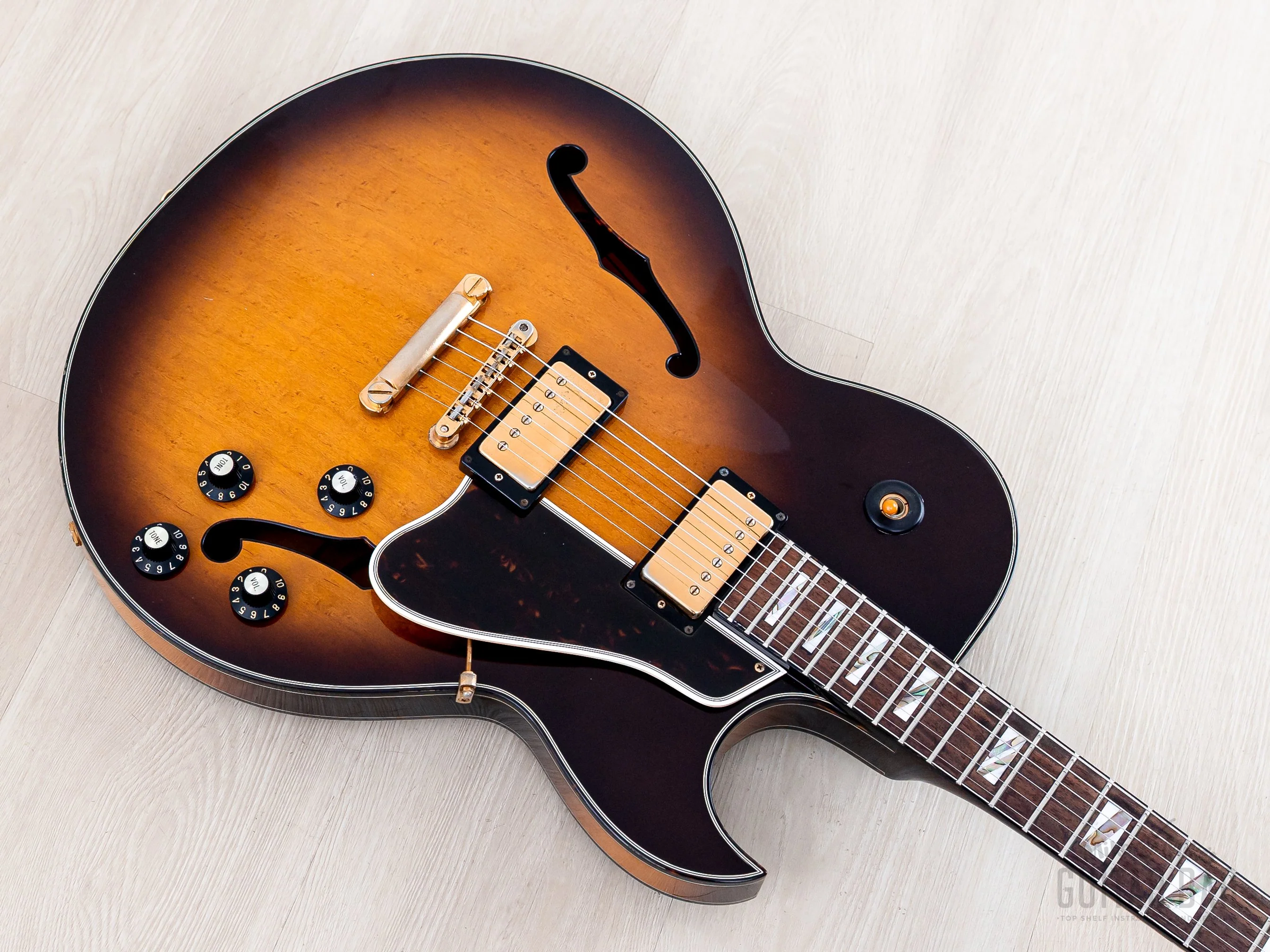 1990 Greco RS-90 Clear Sound Project Vintage Semi-Hollow ES-Style Guitar Sunburst, Japan Fujigen - Image 9