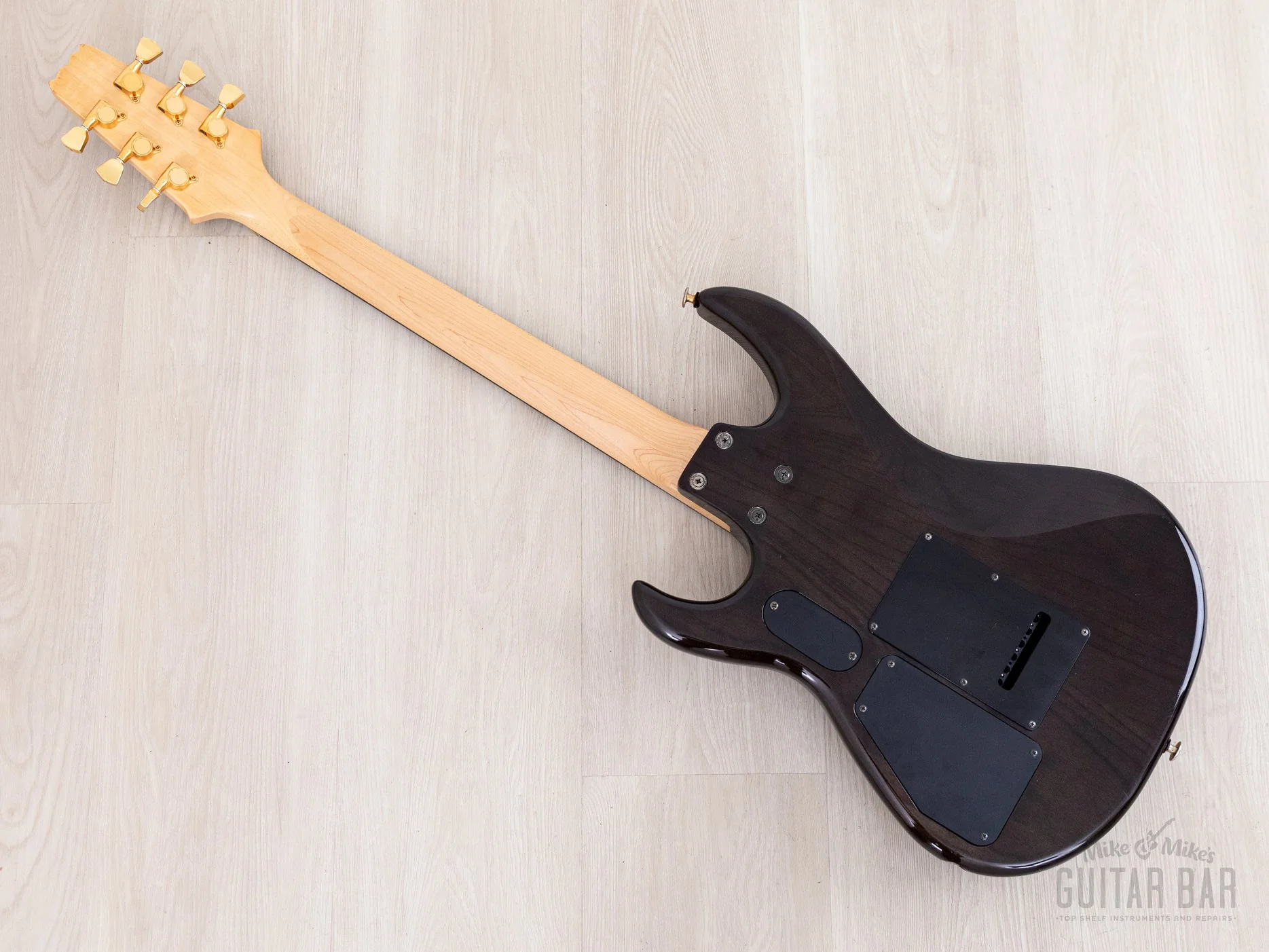1990s Aria Pro II Custom Shop Gerry McGee Signature The Ventures SSH Superstrat, Trans Black w/ Seymour Duncan, Japan - Image 12