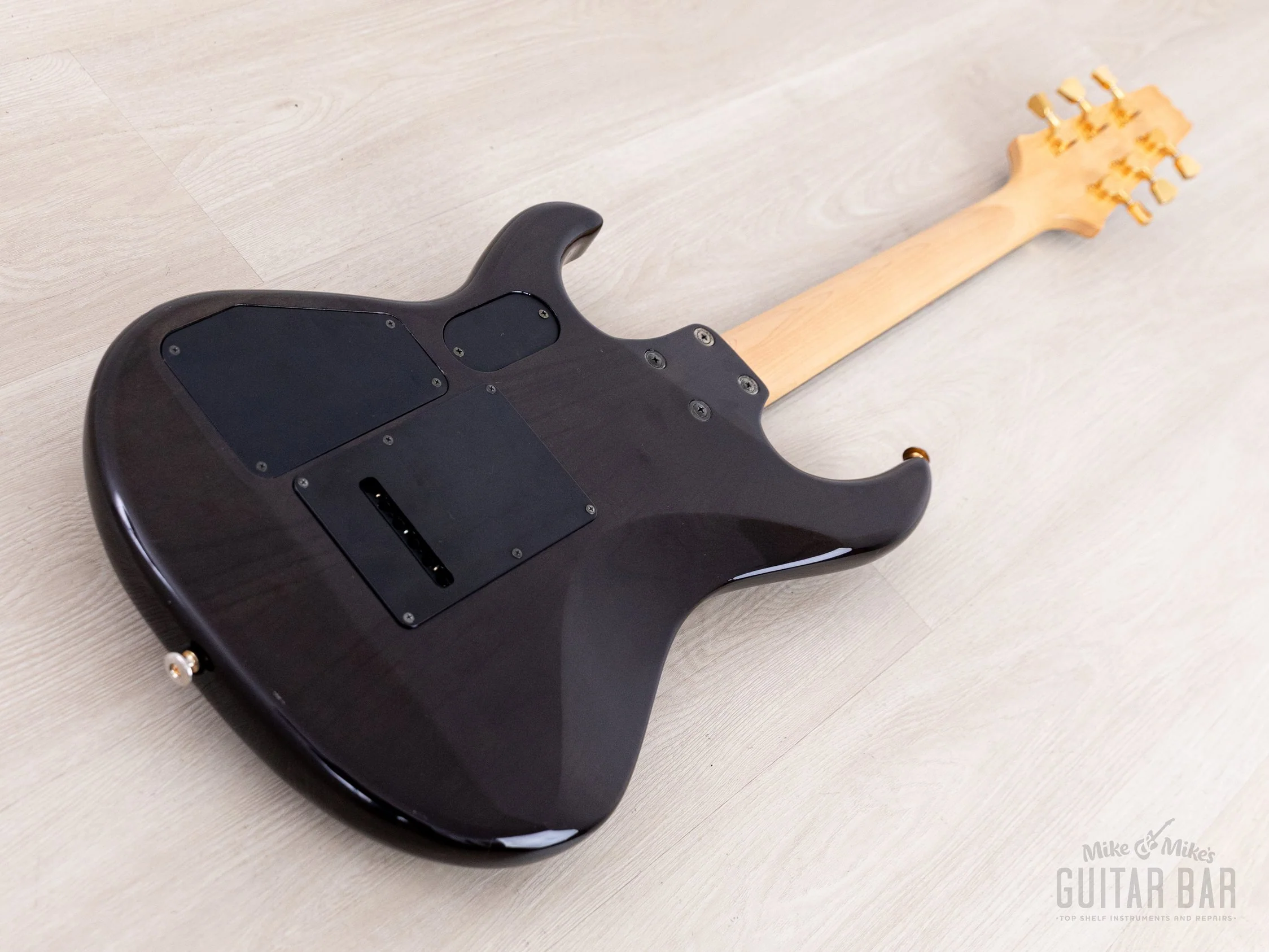 1990s Aria Pro II Custom Shop Gerry McGee Signature The Ventures SSH Superstrat, Trans Black w/ Seymour Duncan, Japan - Image 13