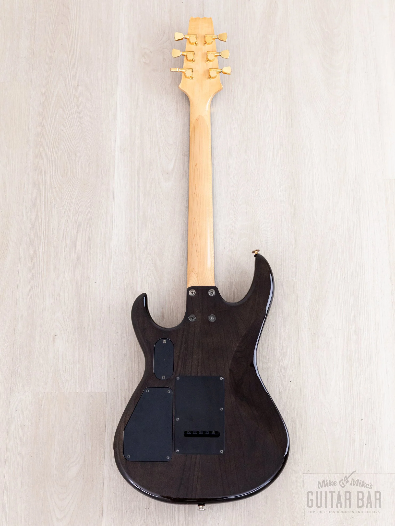 1990s Aria Pro II Custom Shop Gerry McGee Signature The Ventures SSH Superstrat, Trans Black w/ Seymour Duncan, Japan - Image 3