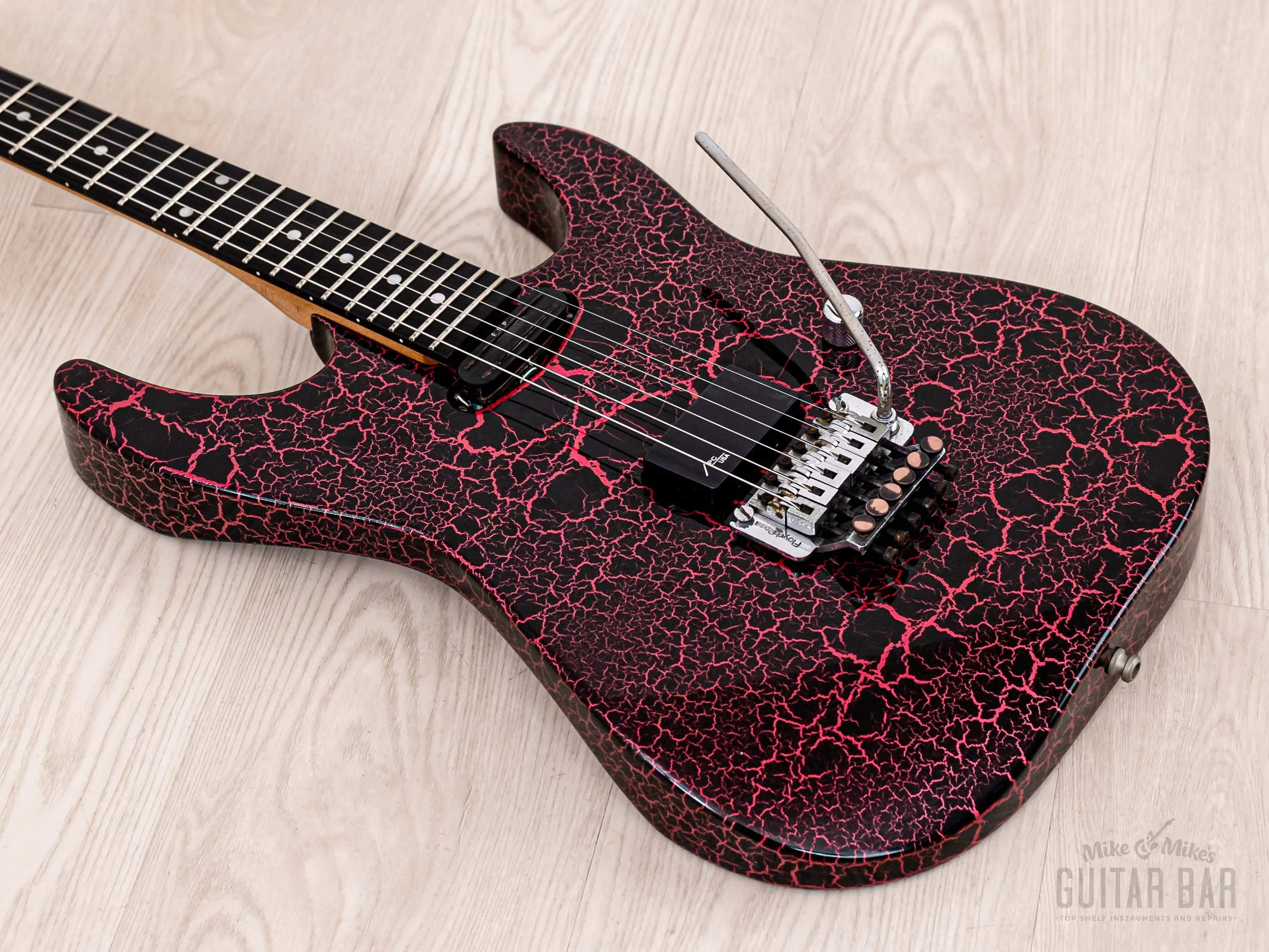 1990s ESP Custom Shop SH Superstrat Pink Crackle, George Lynch Kamikaze-1 - Image 10