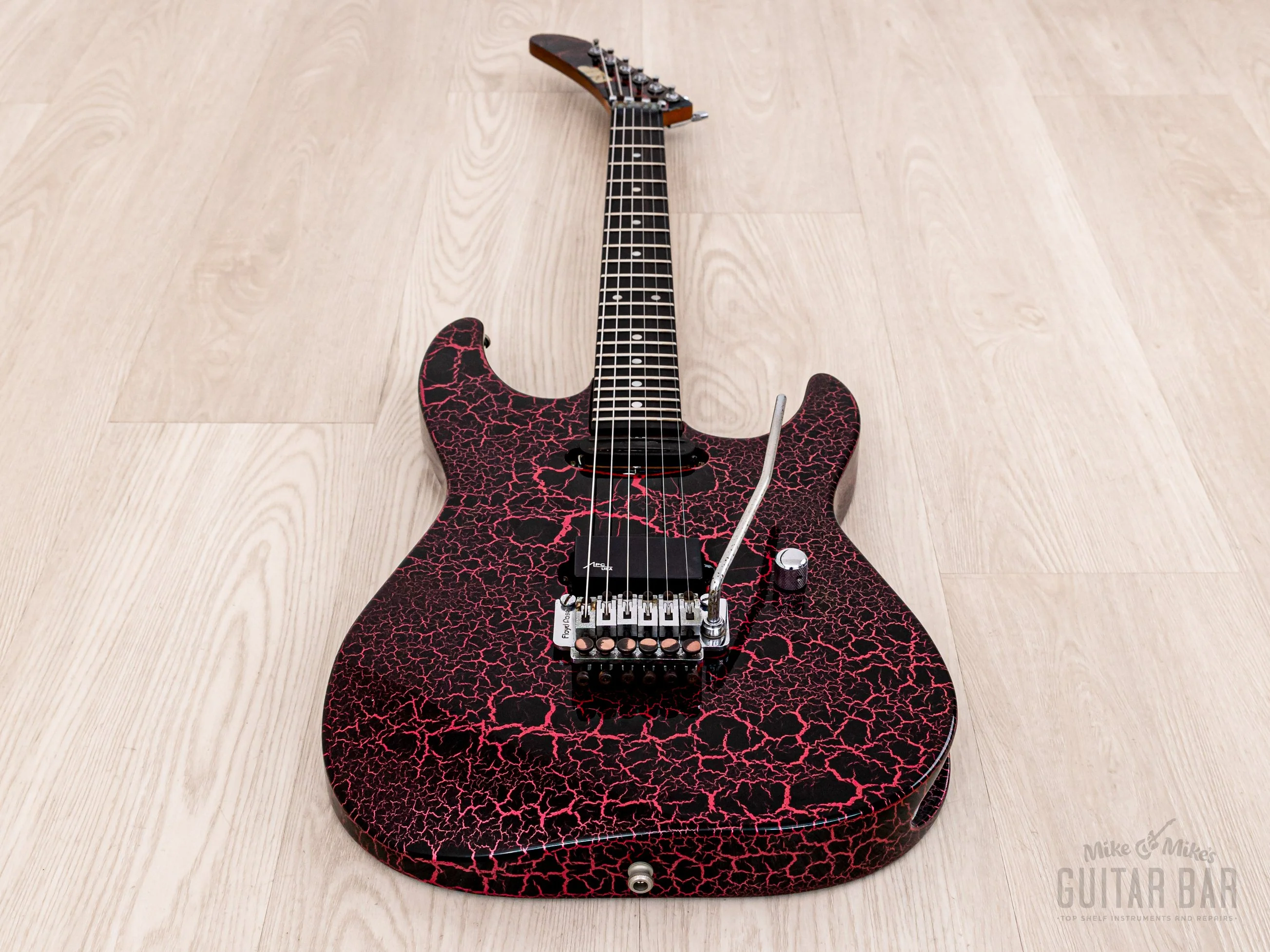 1990s ESP Custom Shop SH Superstrat Pink Crackle, George Lynch Kamikaze-1 - Image 11
