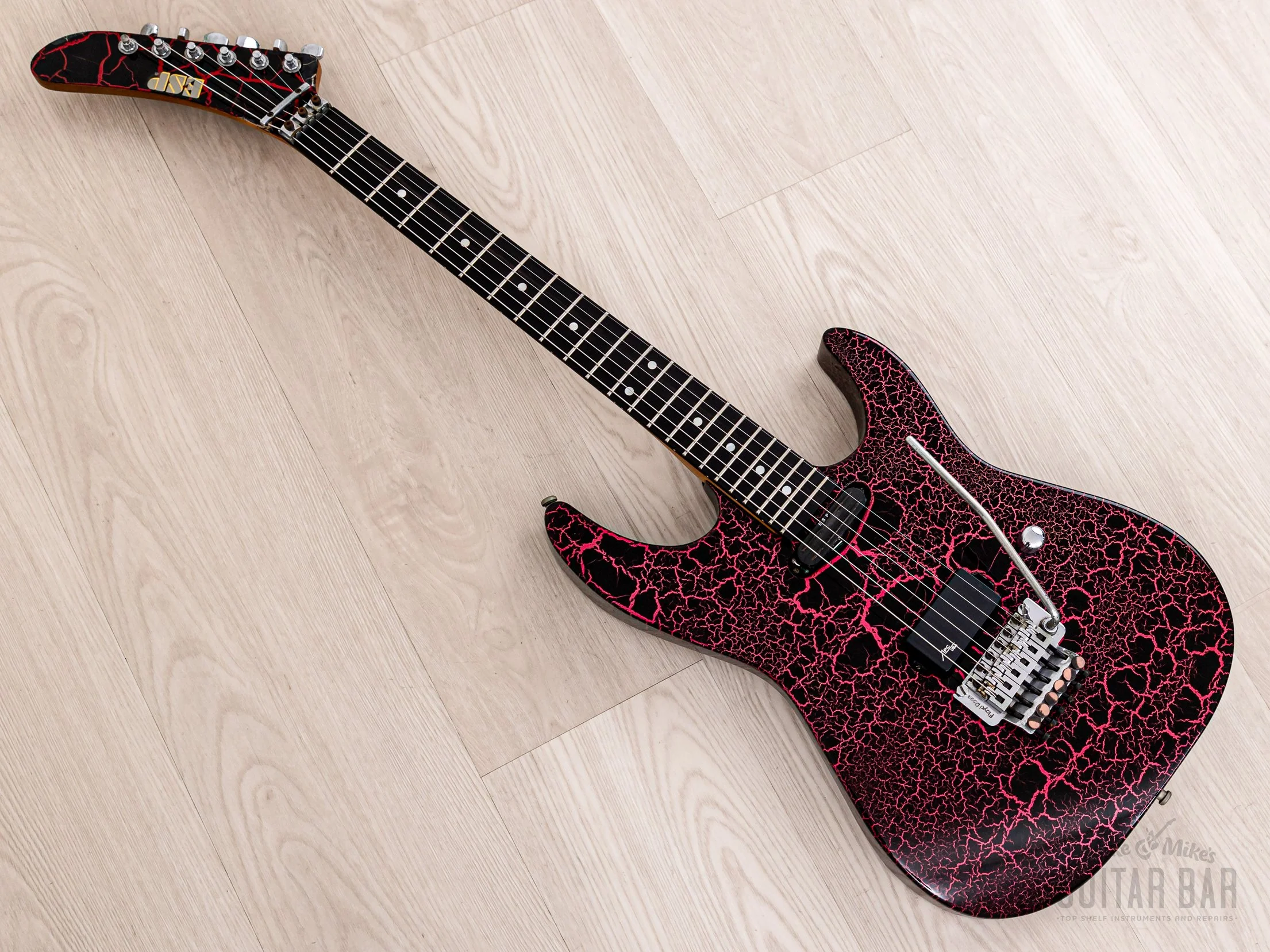 1990s ESP Custom Shop SH Superstrat Pink Crackle, George Lynch Kamikaze-1 - Image 12