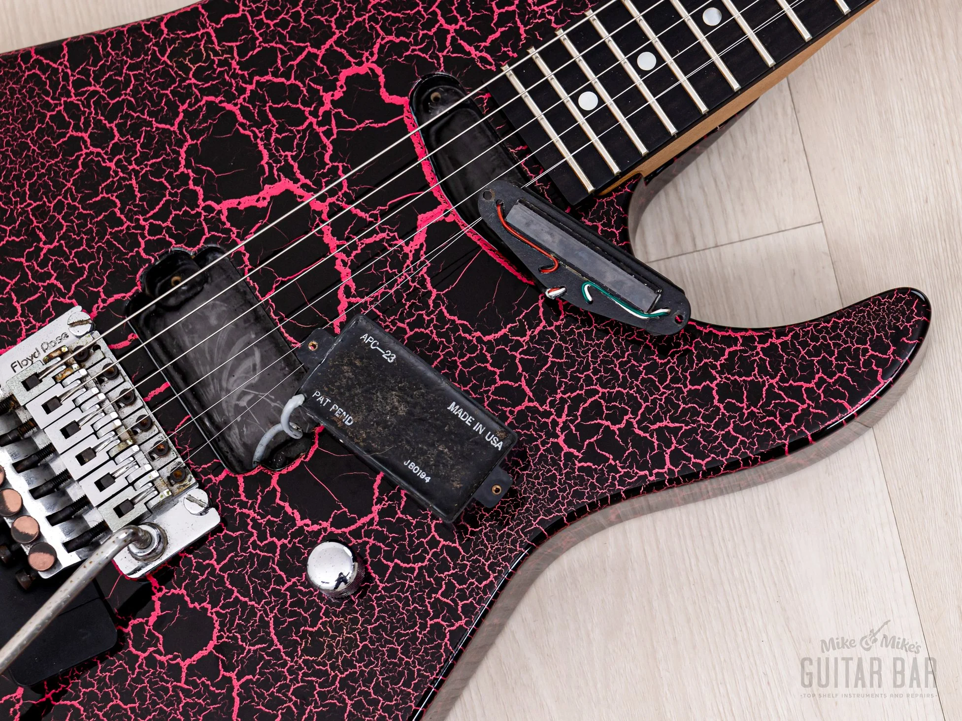 1990s ESP Custom Shop SH Superstrat Pink Crackle, George Lynch Kamikaze-1 - Image 16