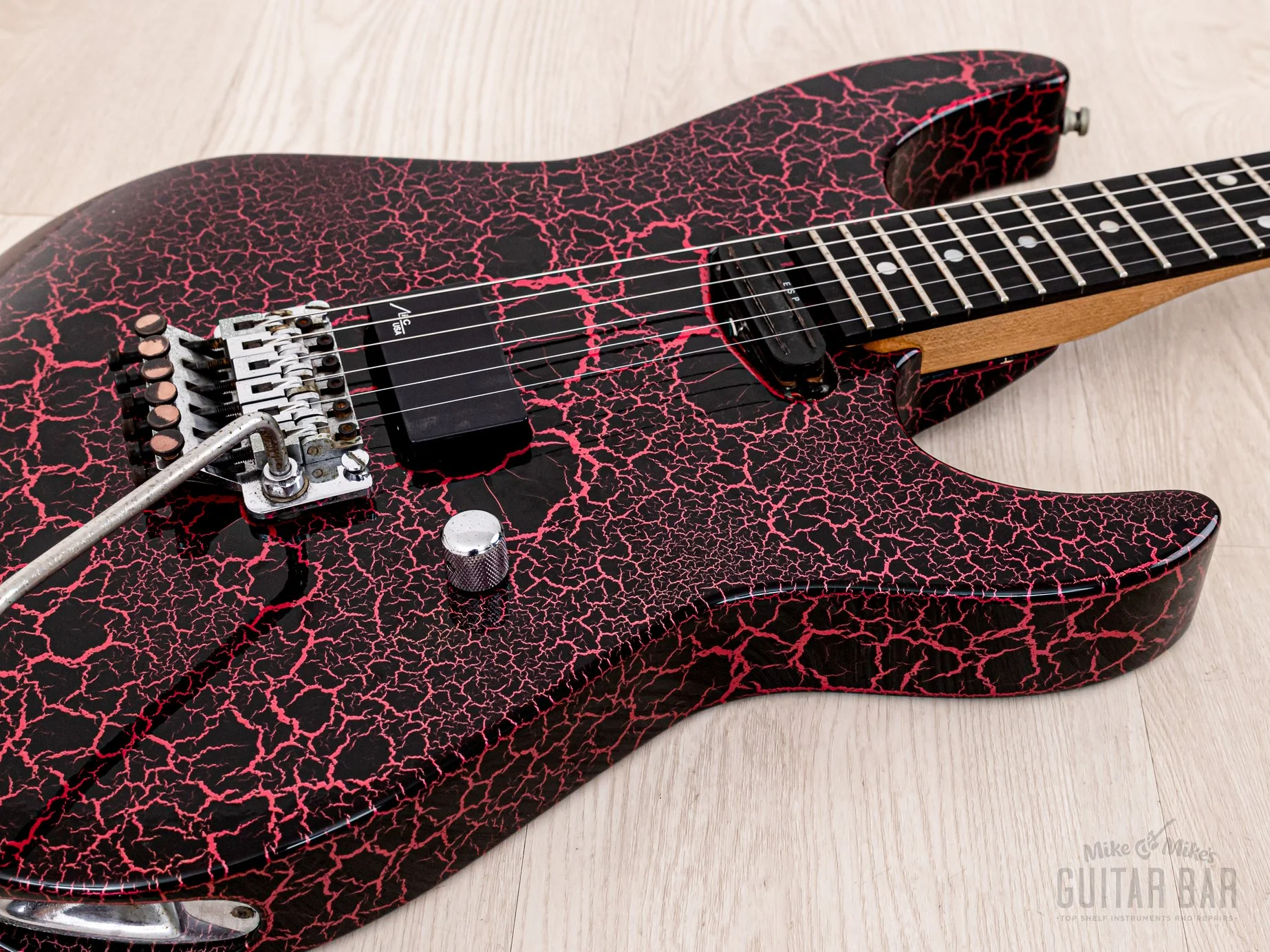 1990s ESP Custom Shop SH Superstrat Pink Crackle, George Lynch Kamikaze-1 - Image 6
