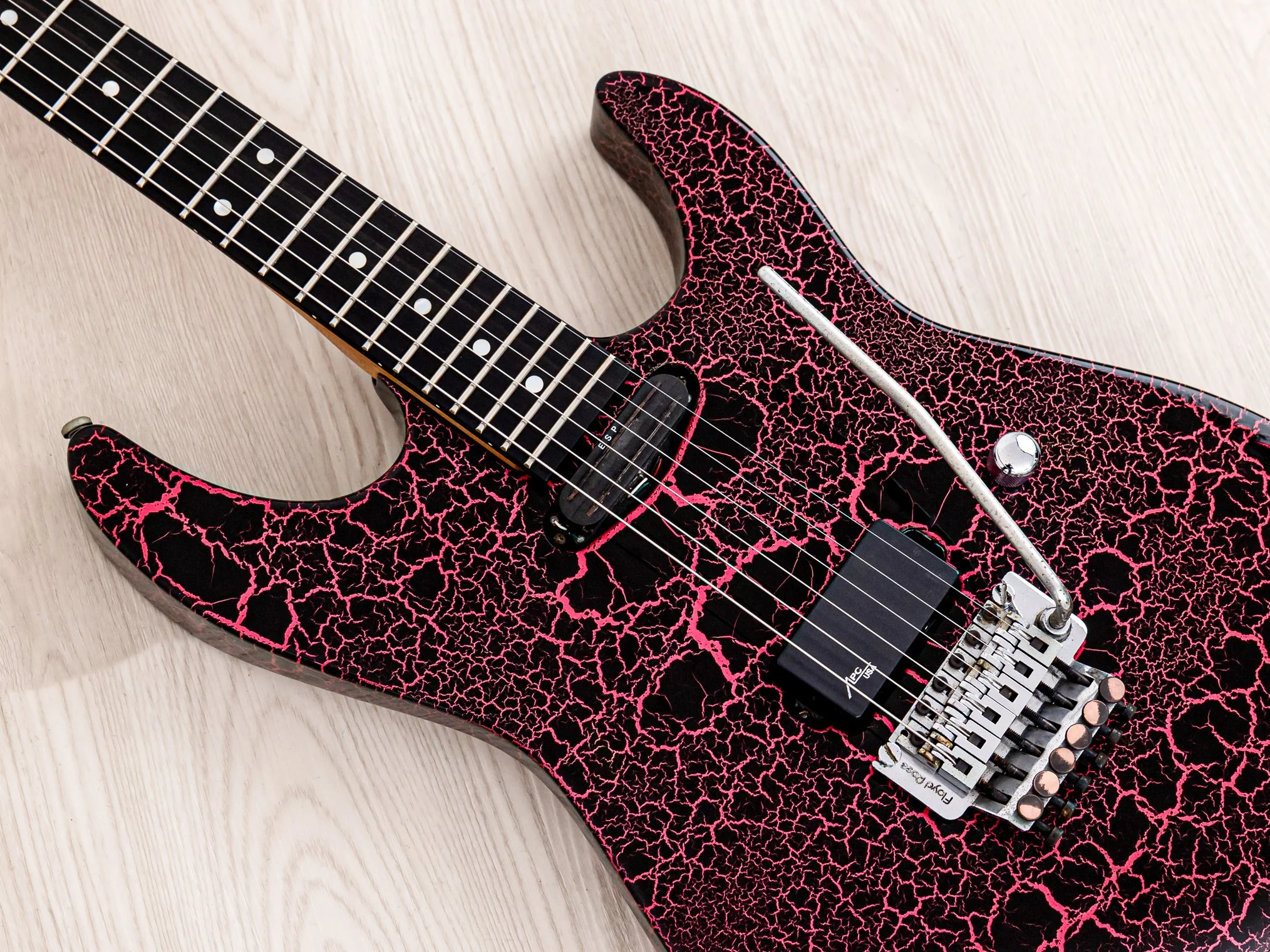 1990s ESP Custom Shop SH Superstrat Pink Crackle, George Lynch Kamikaze-1 - Image 7