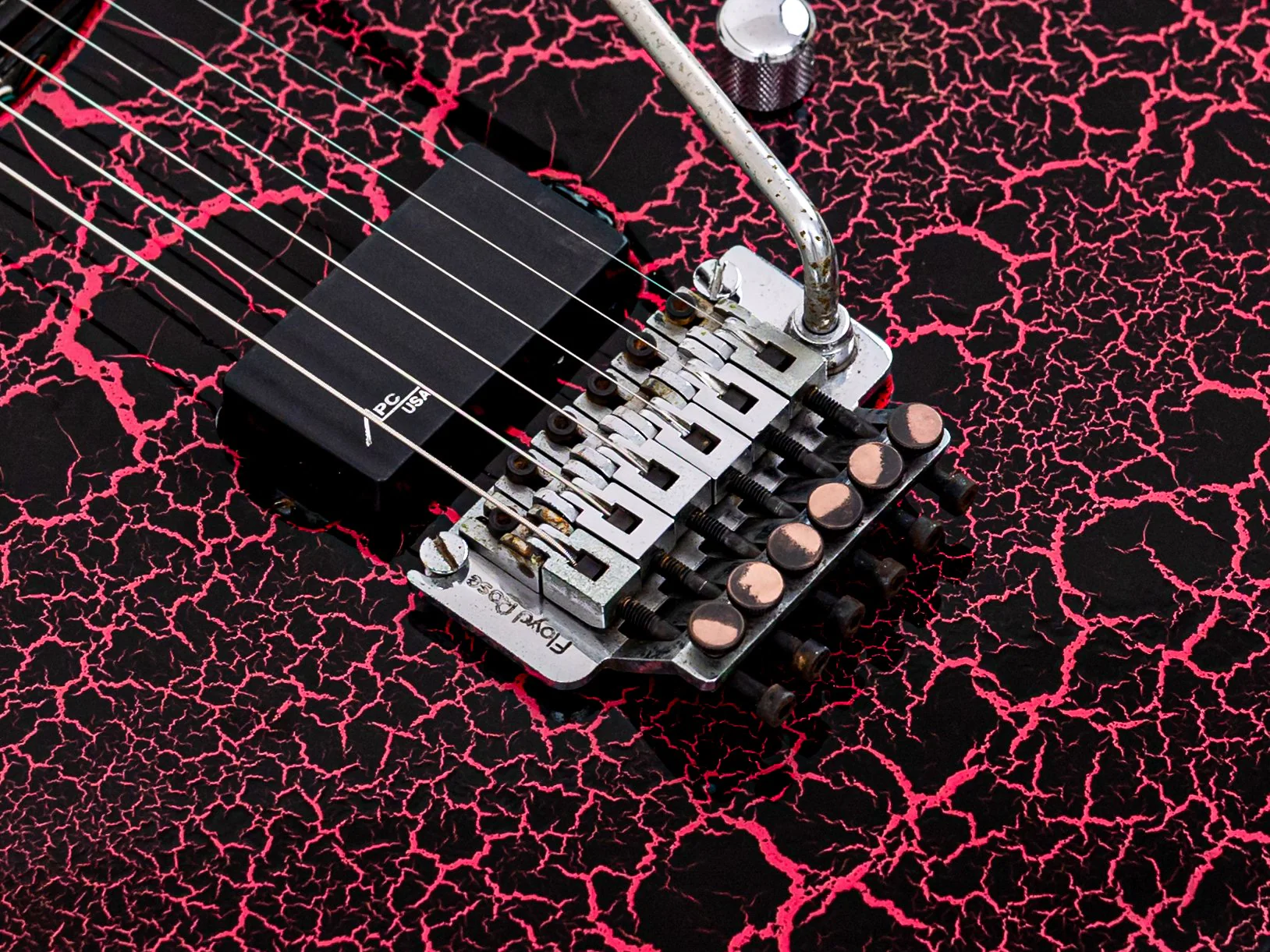 1990s ESP Custom Shop SH Superstrat Pink Crackle, George Lynch Kamikaze-1 - Image 8