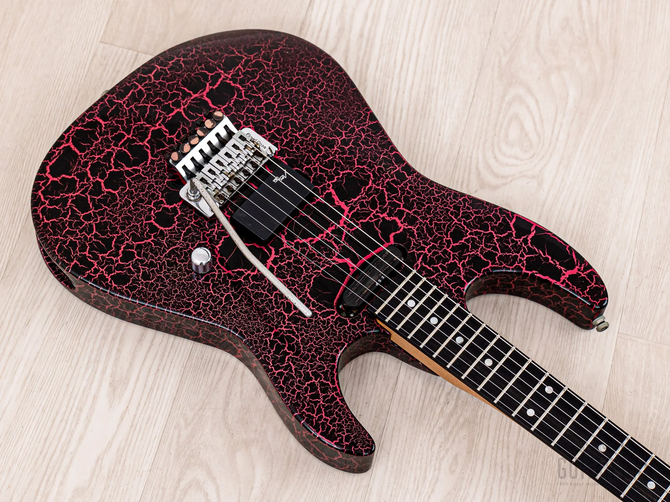 1990s ESP Custom Shop SH Superstrat Pink Crackle, George Lynch Kamikaze-1 - Image 9