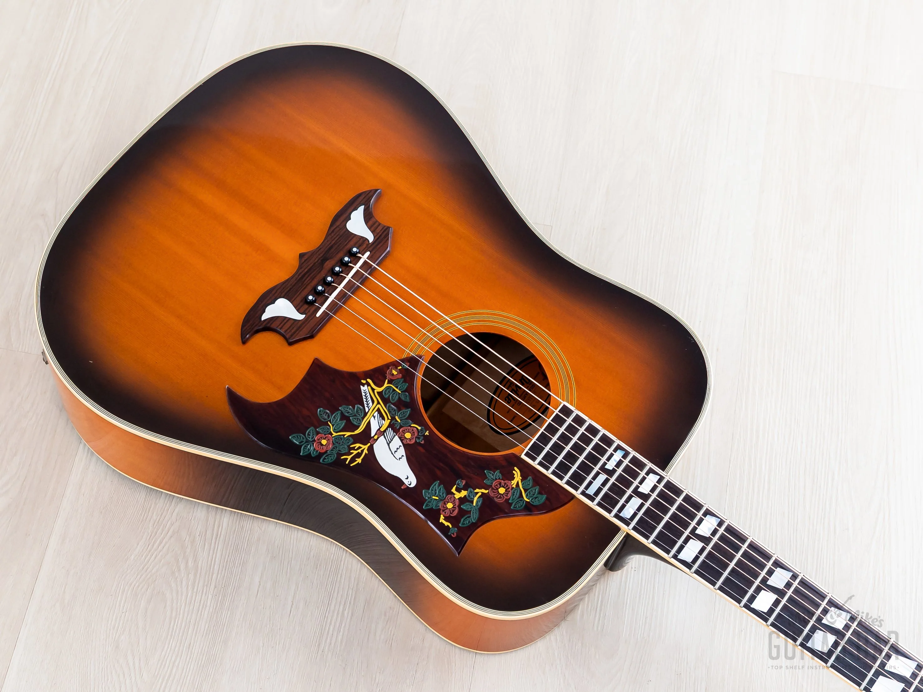 1991 Orville by Gibson Dove Vintage Sunburst Dreadnought Acoustic Electric Guitar w/ Case - Image 10