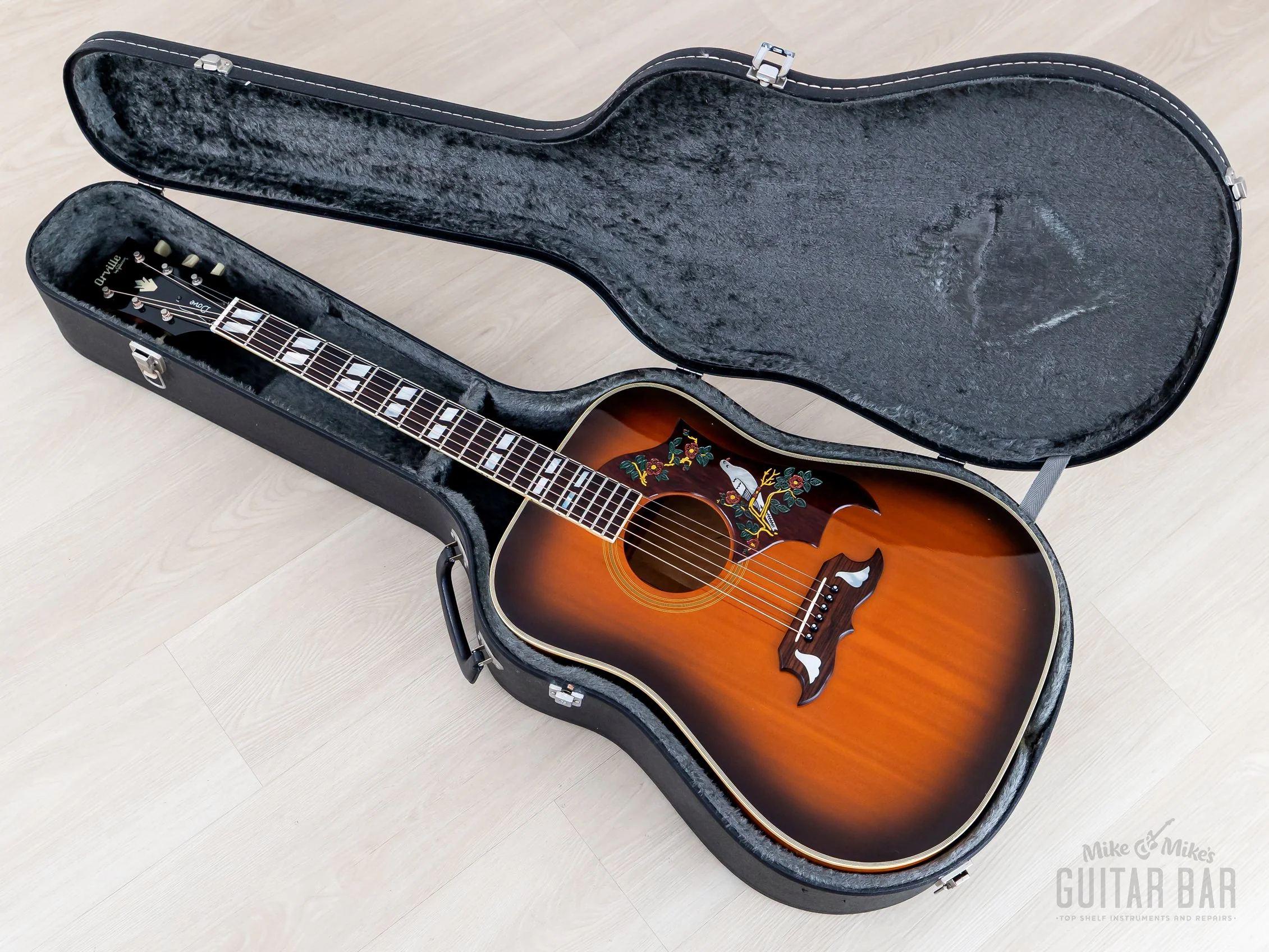 1991 Orville by Gibson Dove Vintage Sunburst Dreadnought Acoustic Electric Guitar w/ Case - Image 20