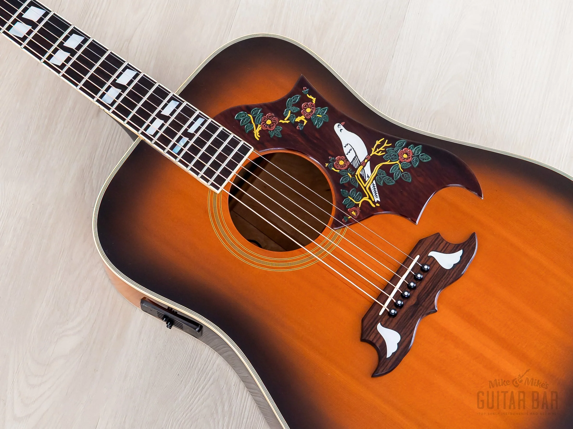 1991 Orville by Gibson Dove Vintage Sunburst Dreadnought Acoustic Electric Guitar w/ Case - Image 8