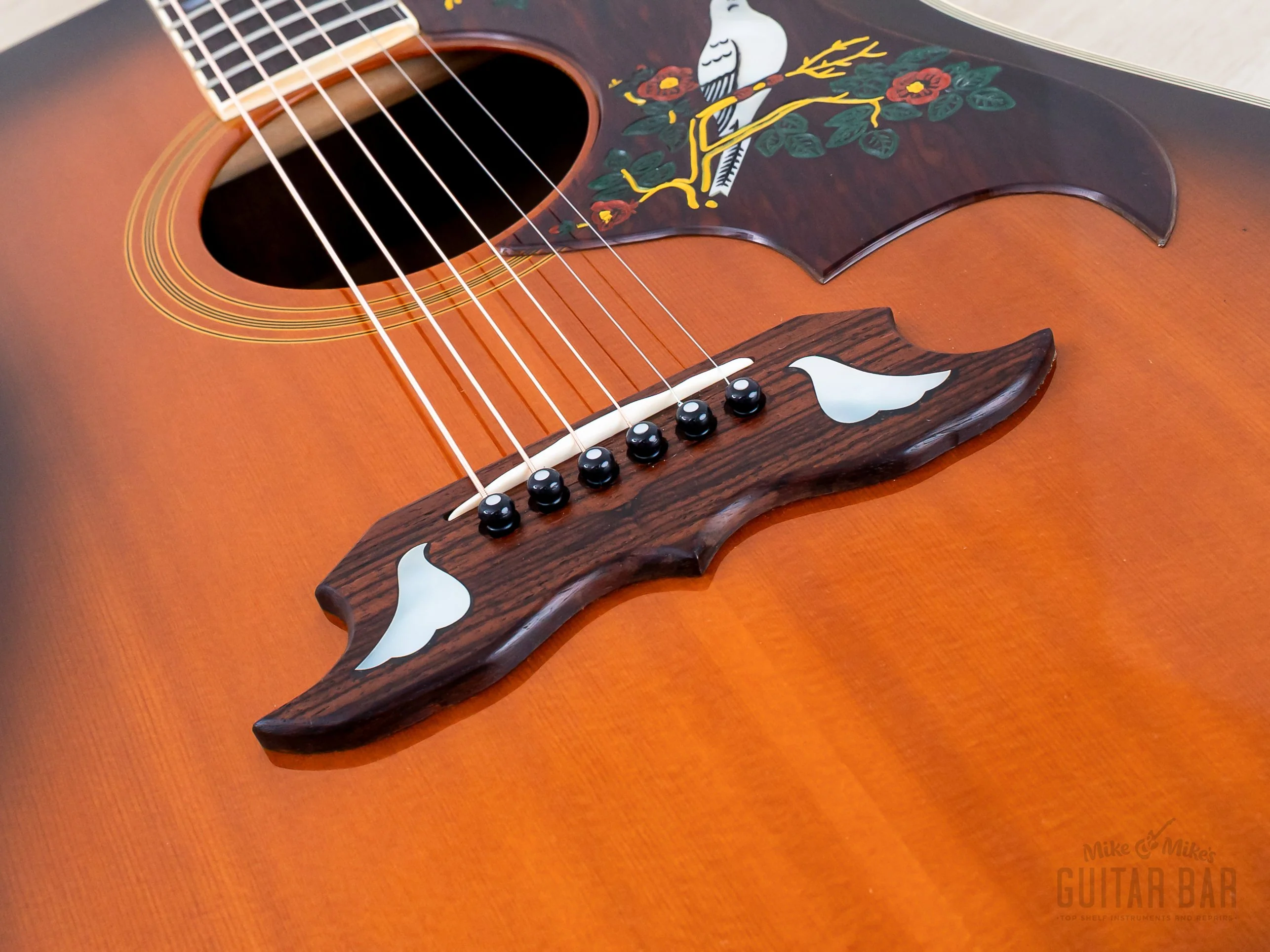 1991 Orville by Gibson Dove Vintage Sunburst Dreadnought Acoustic Electric Guitar w/ Case - Image 9