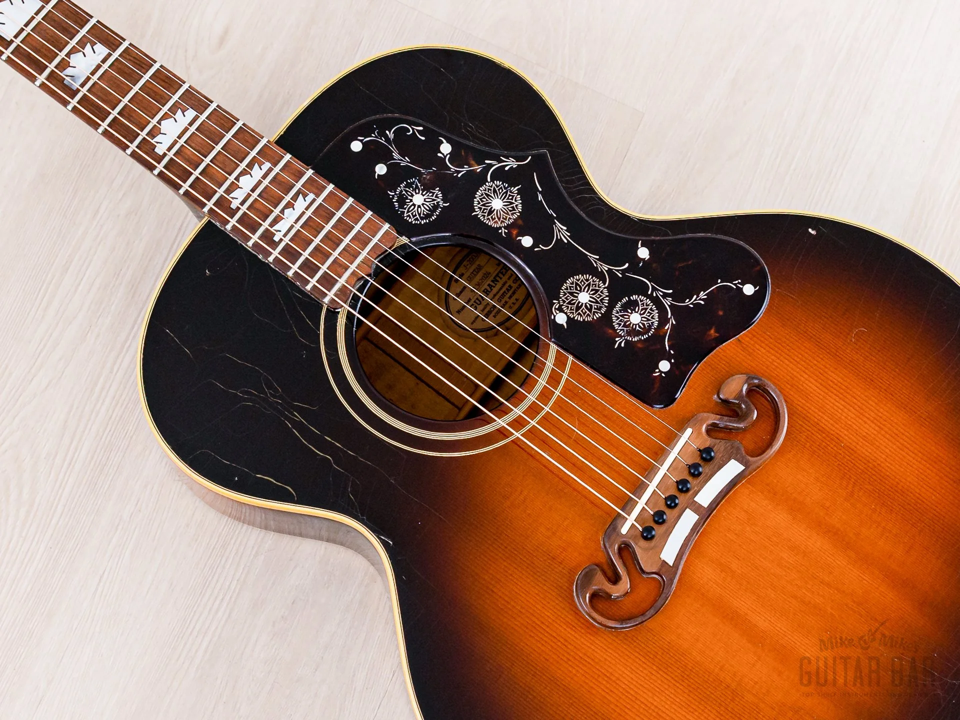 1992 Gibson J-200 Junior Jumbo Acoustic Guitar Vintage Sunburst w/ Case - Image 8
