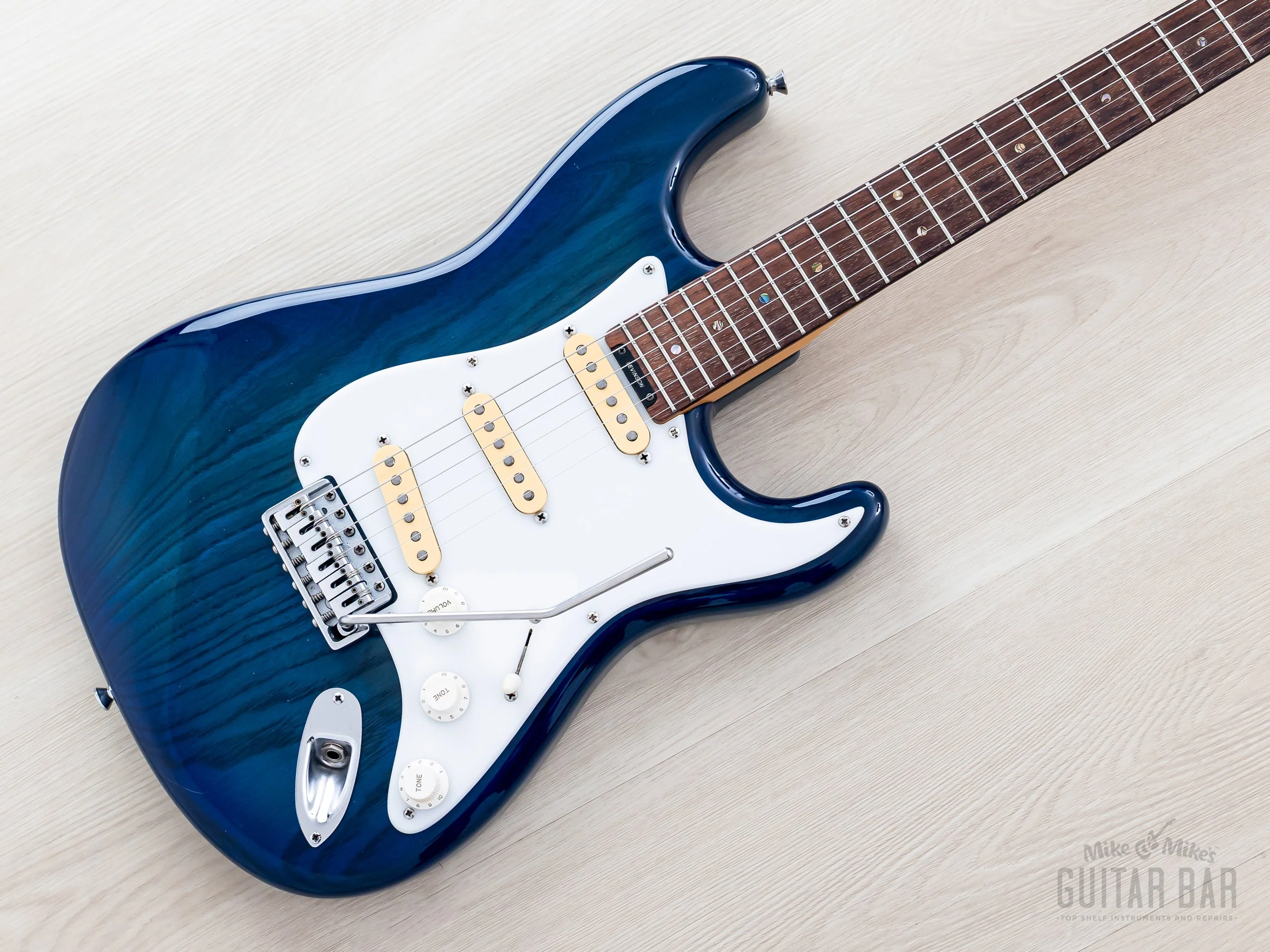 1992 Levinson Blade Texas Blue S-Style Guitar SSS Clear Blue, Japan