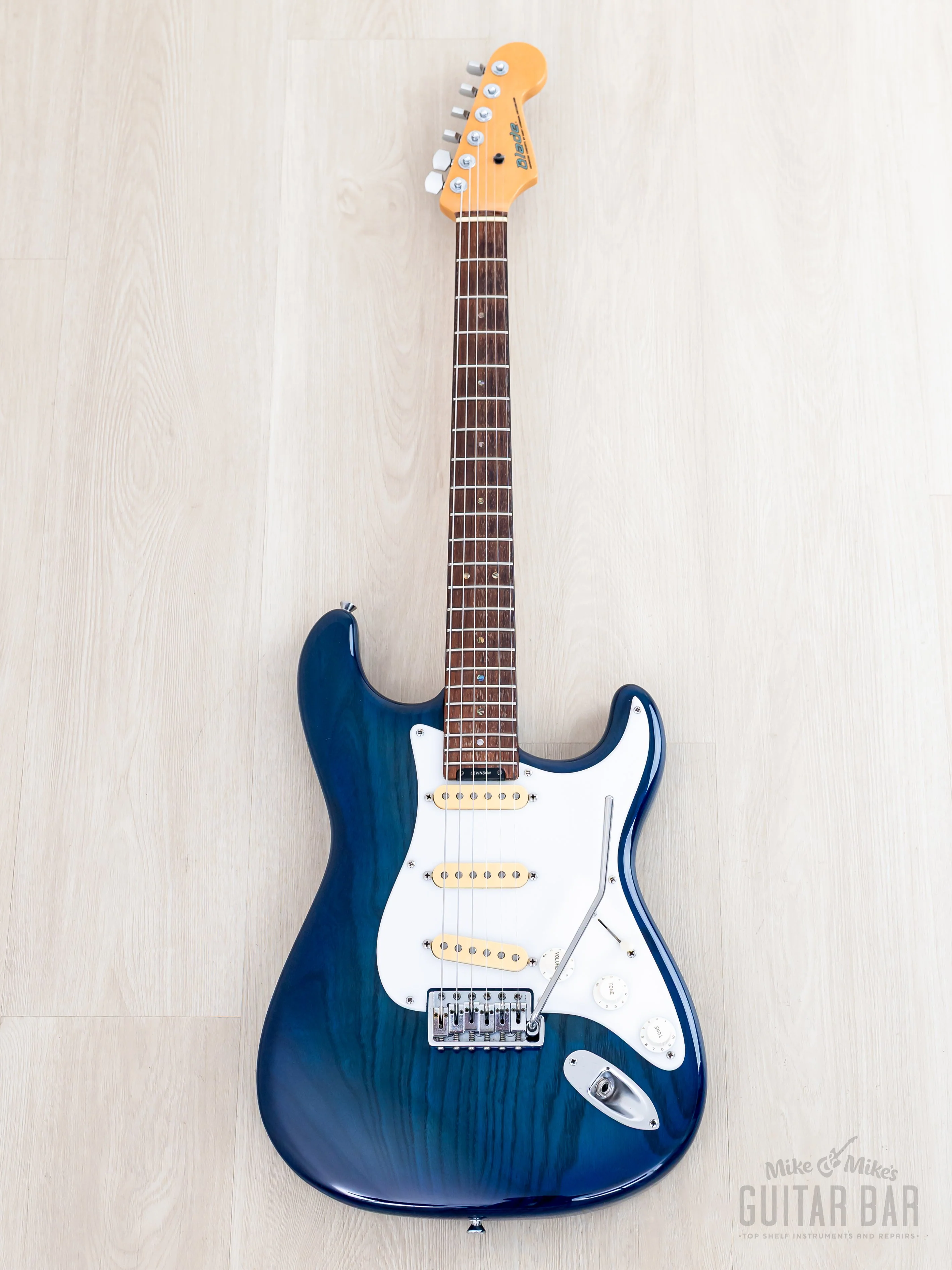 1992 Levinson Blade Texas Blue S-Style Guitar SSS Clear Blue, Japan - Image 2
