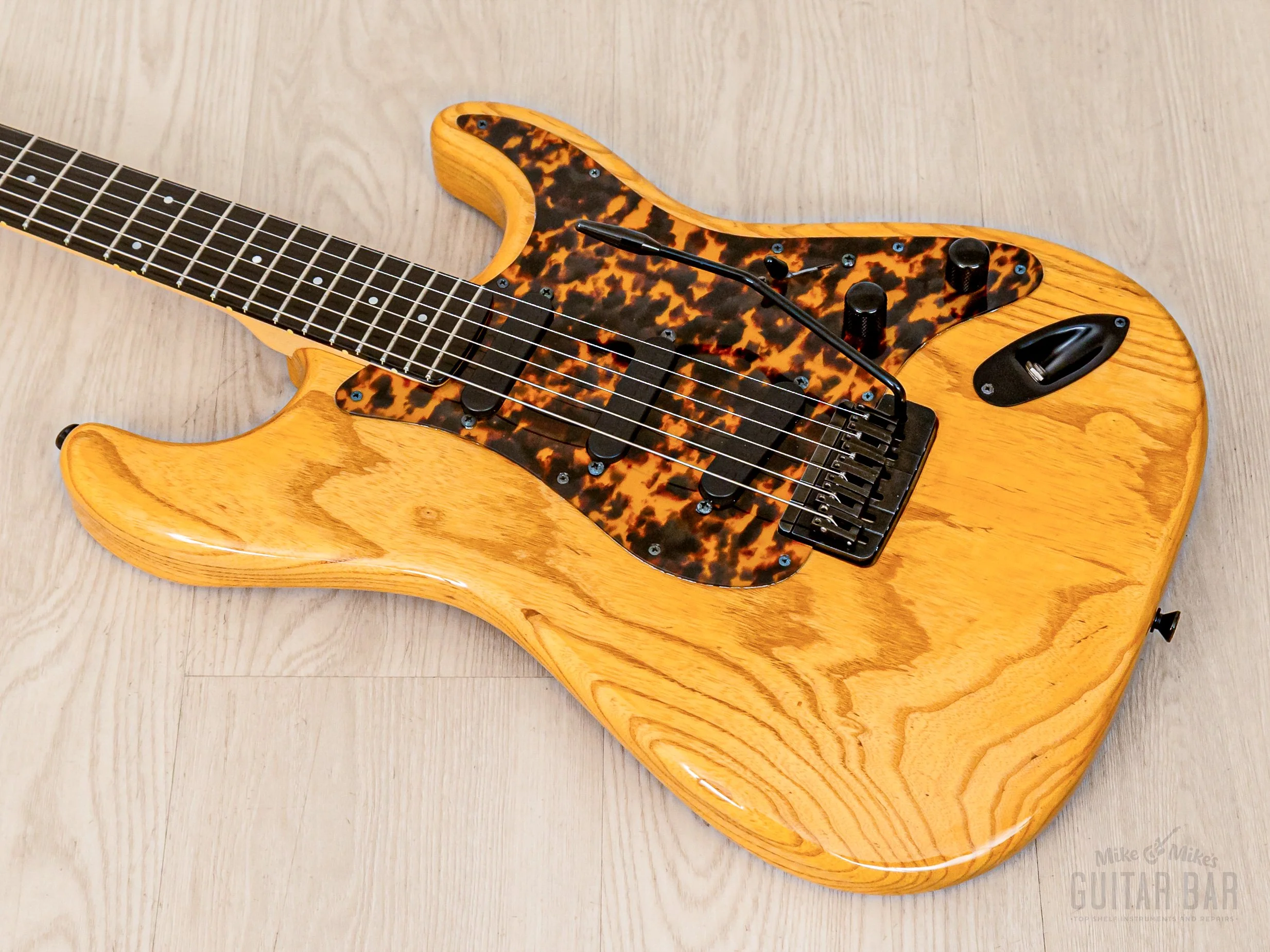 1992 PGM Moon ST-225B S-Style Superstrat Ash & Ebony w/ Lacquer Finish, Bartolini, Case & Tags - Image 10