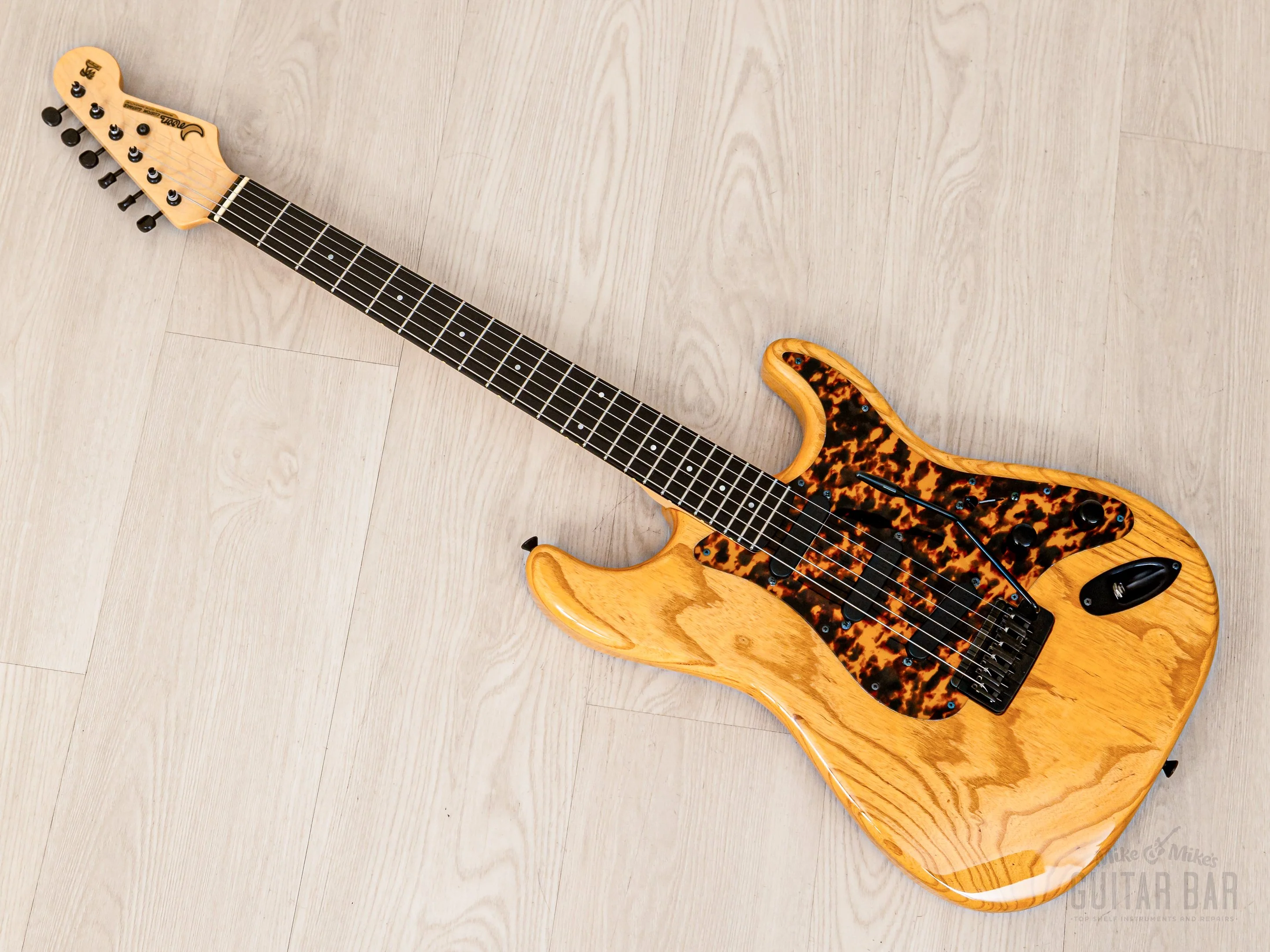 1992 PGM Moon ST-225B S-Style Superstrat Ash & Ebony w/ Lacquer Finish, Bartolini, Case & Tags - Image 12
