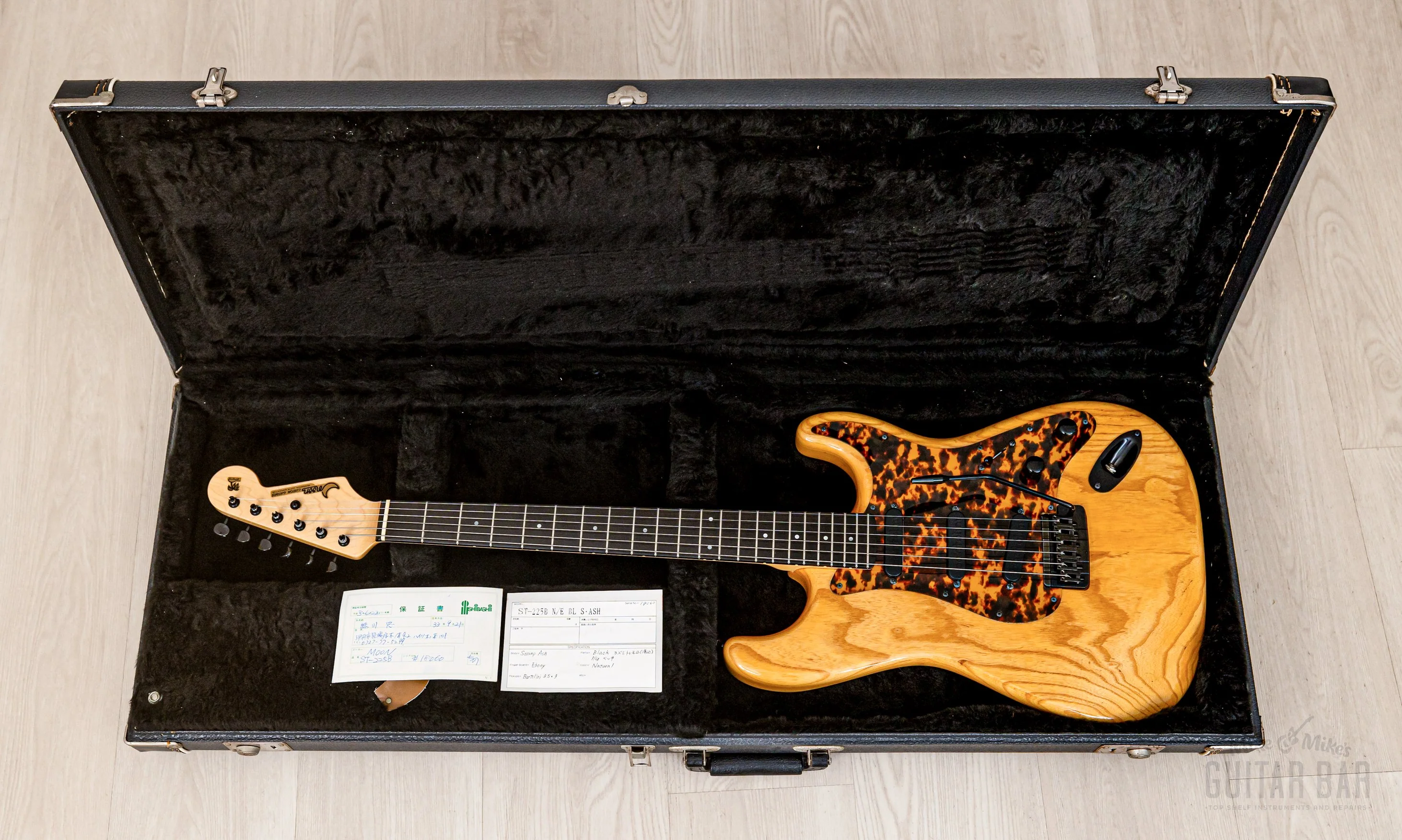 1992 PGM Moon ST-225B S-Style Superstrat Ash & Ebony w/ Lacquer Finish, Bartolini, Case & Tags - Image 20