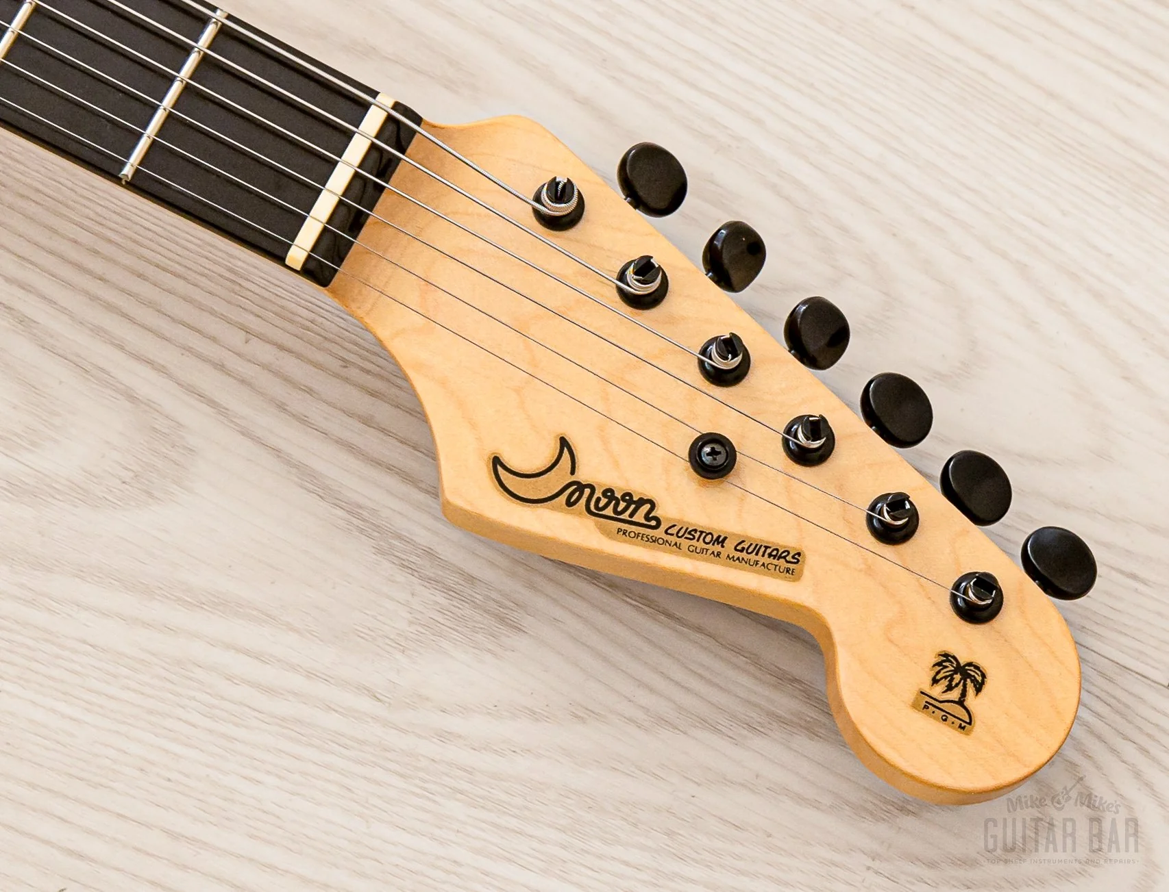 1992 PGM Moon ST-225B S-Style Superstrat Ash & Ebony w/ Lacquer Finish, Bartolini, Case & Tags - Image 4