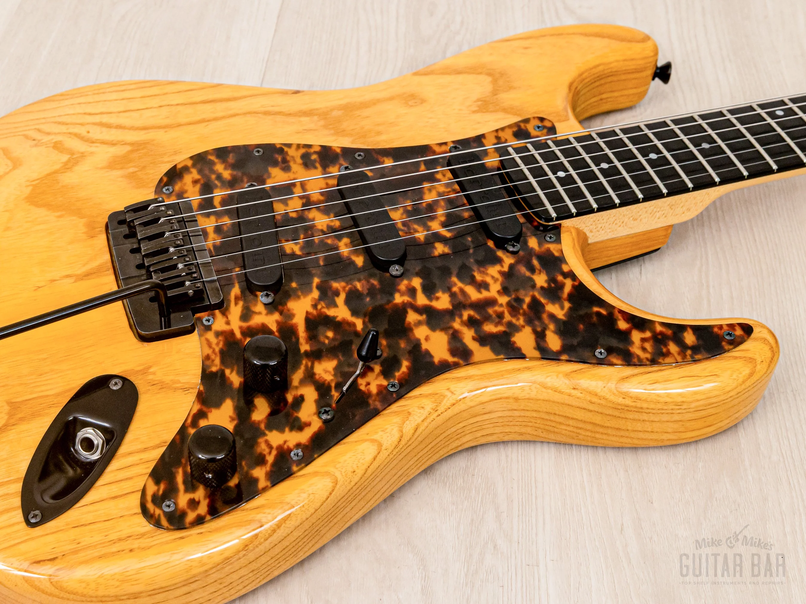 1992 PGM Moon ST-225B S-Style Superstrat Ash & Ebony w/ Lacquer Finish, Bartolini, Case & Tags - Image 6
