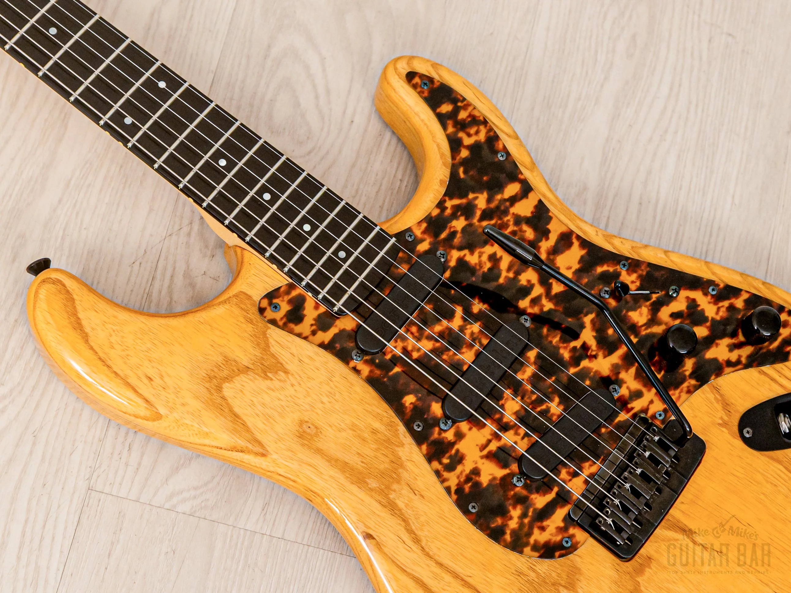 1992 PGM Moon ST-225B S-Style Superstrat Ash & Ebony w/ Lacquer Finish, Bartolini, Case & Tags - Image 7