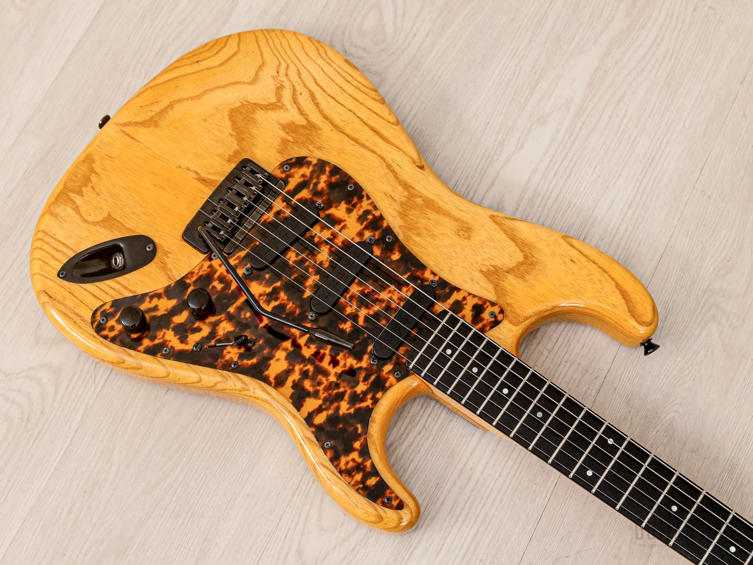 1992 PGM Moon ST-225B S-Style Superstrat Ash & Ebony w/ Lacquer Finish, Bartolini, Case & Tags - Image 9