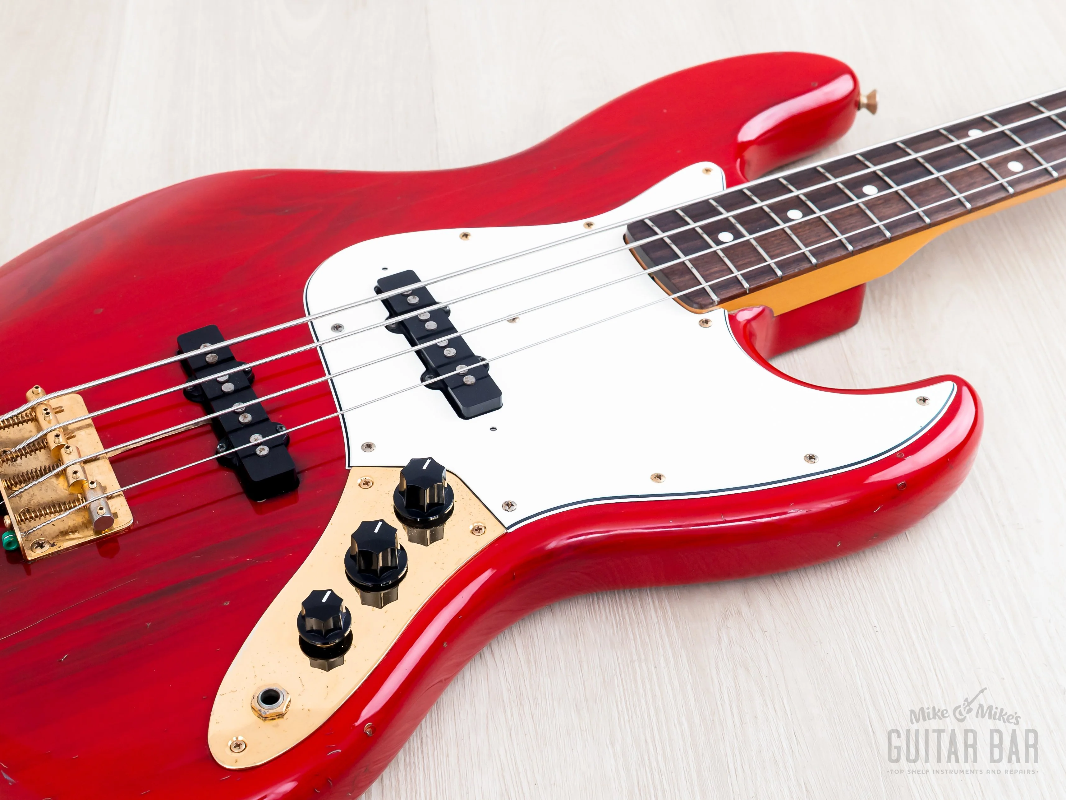 1993 Fender Custom Edition Jazz Bass JB62G-70 Charcoal Red w/ Gold Hardware, Japan MIJ - Image 6