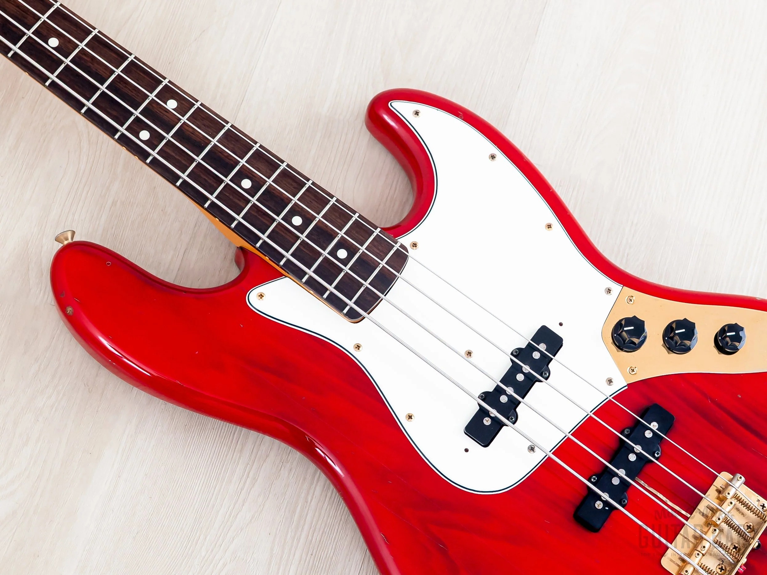 1993 Fender Custom Edition Jazz Bass JB62G-70 Charcoal Red w/ Gold Hardware, Japan MIJ - Image 7
