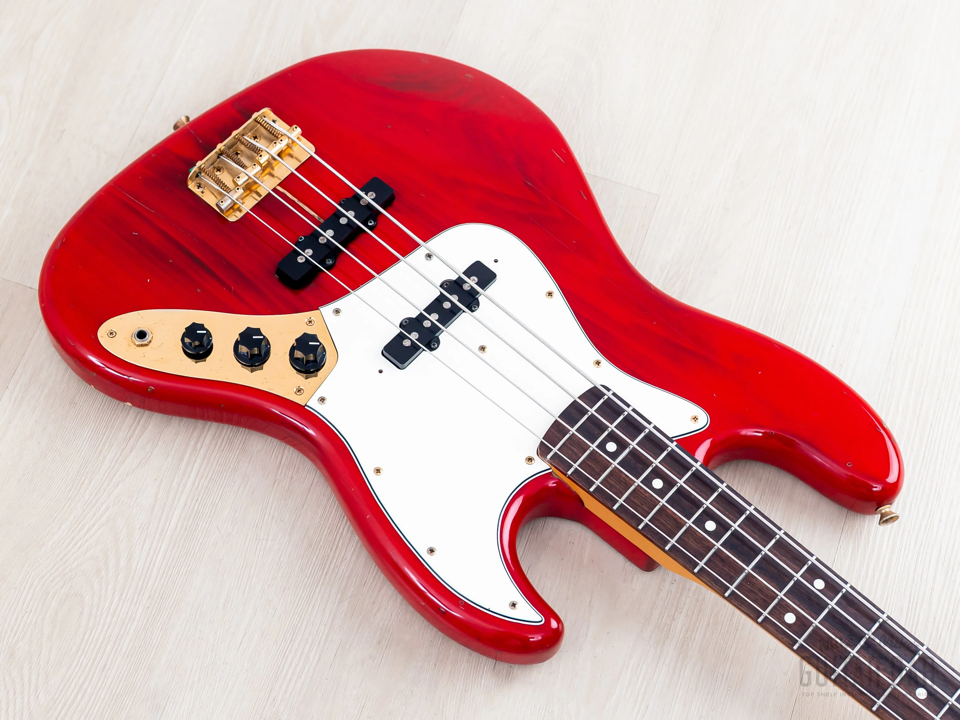 1993 Fender Custom Edition Jazz Bass JB62G-70 Charcoal Red w/ Gold Hardware, Japan MIJ - Image 9