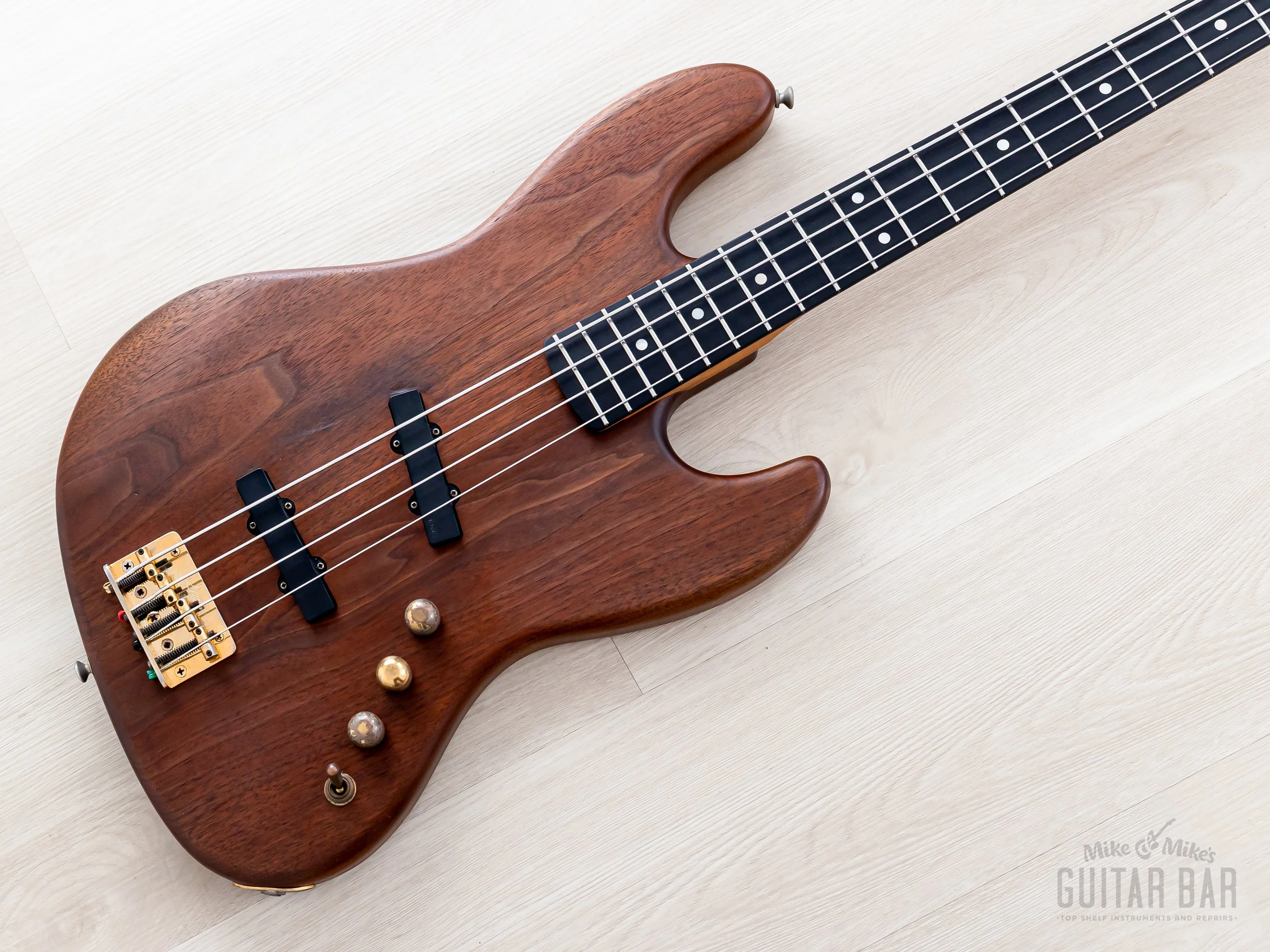 1993 PGM Moon Woody Series J-J-185 EMG Walnut Vintage Jazz Bass w/ Active EQ, Japan