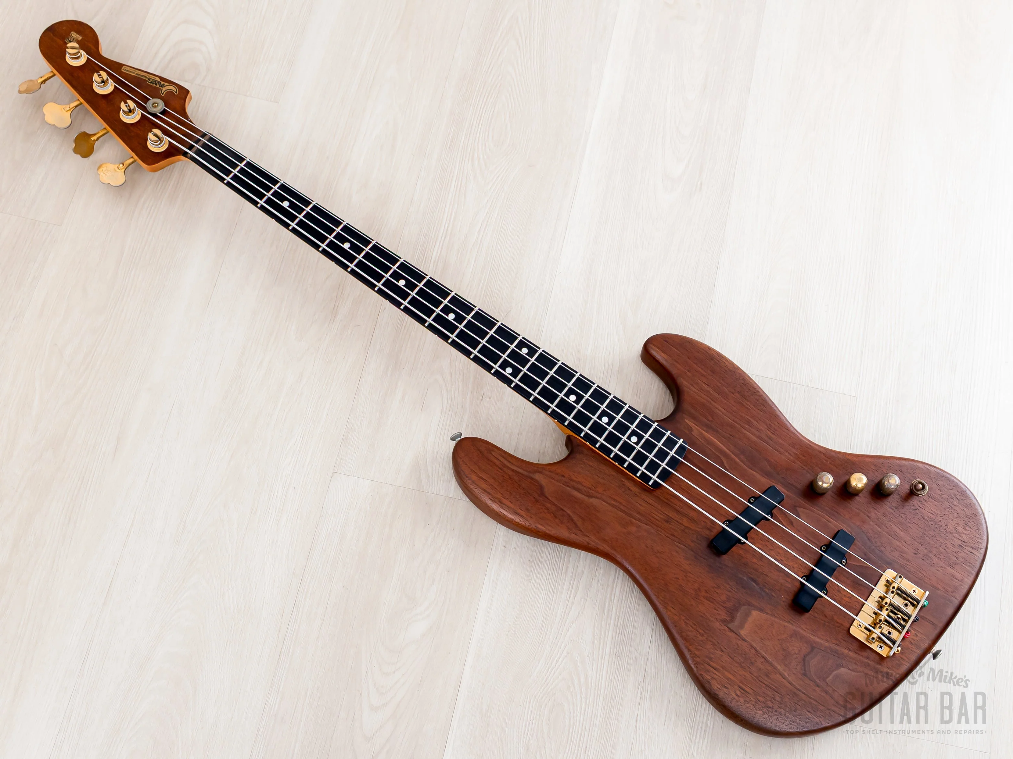 1993 PGM Moon Woody Series J-J-185 EMG Walnut Vintage Jazz Bass w/ Active EQ, Japan - Image 12