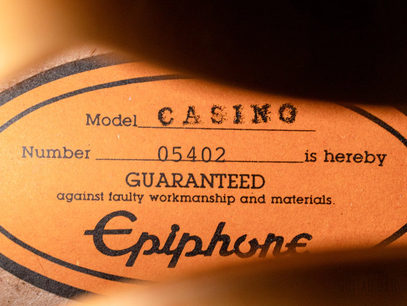 1990 Epiphone Casino Natural Near-Mint, Pre-Elitist Revolution w/ Case & Hangtag, Japan Terada - Image 6