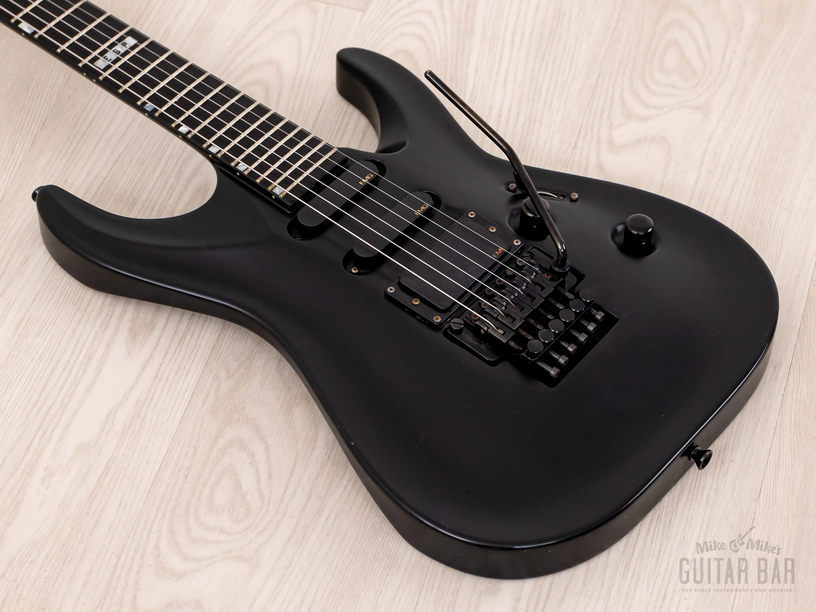 1995 ESP Custom Shop Horizon-Custom SSH Superstrat Black Satin w/ Floyd Rose, Case - Image 10