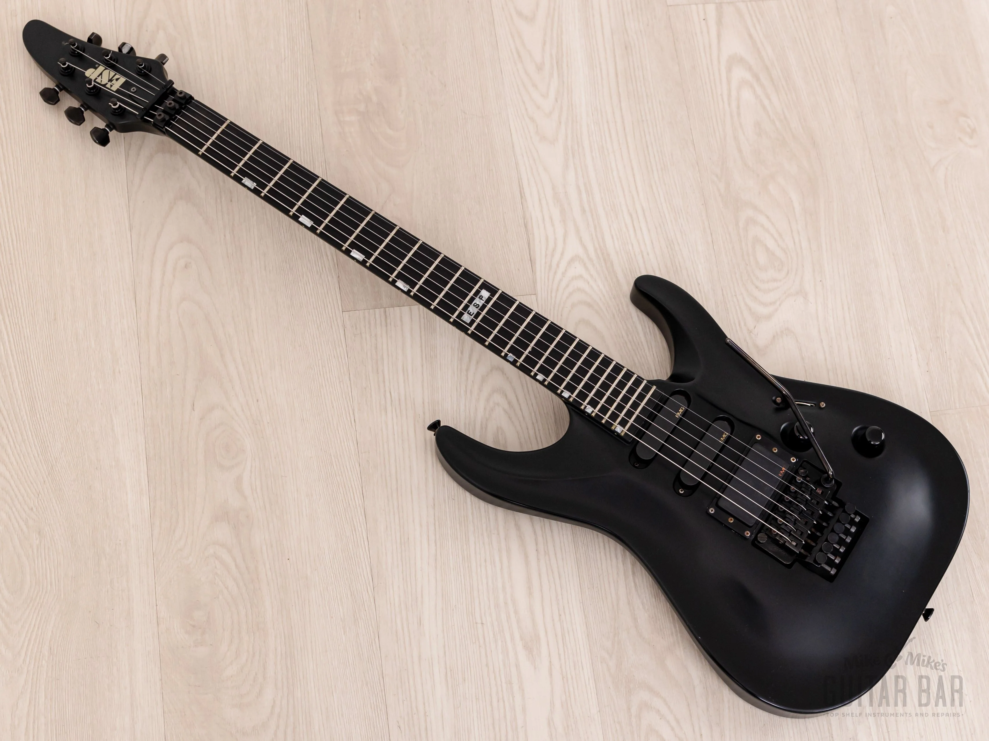 1995 ESP Custom Shop Horizon-Custom SSH Superstrat Black Satin w/ Floyd Rose, Case - Image 12