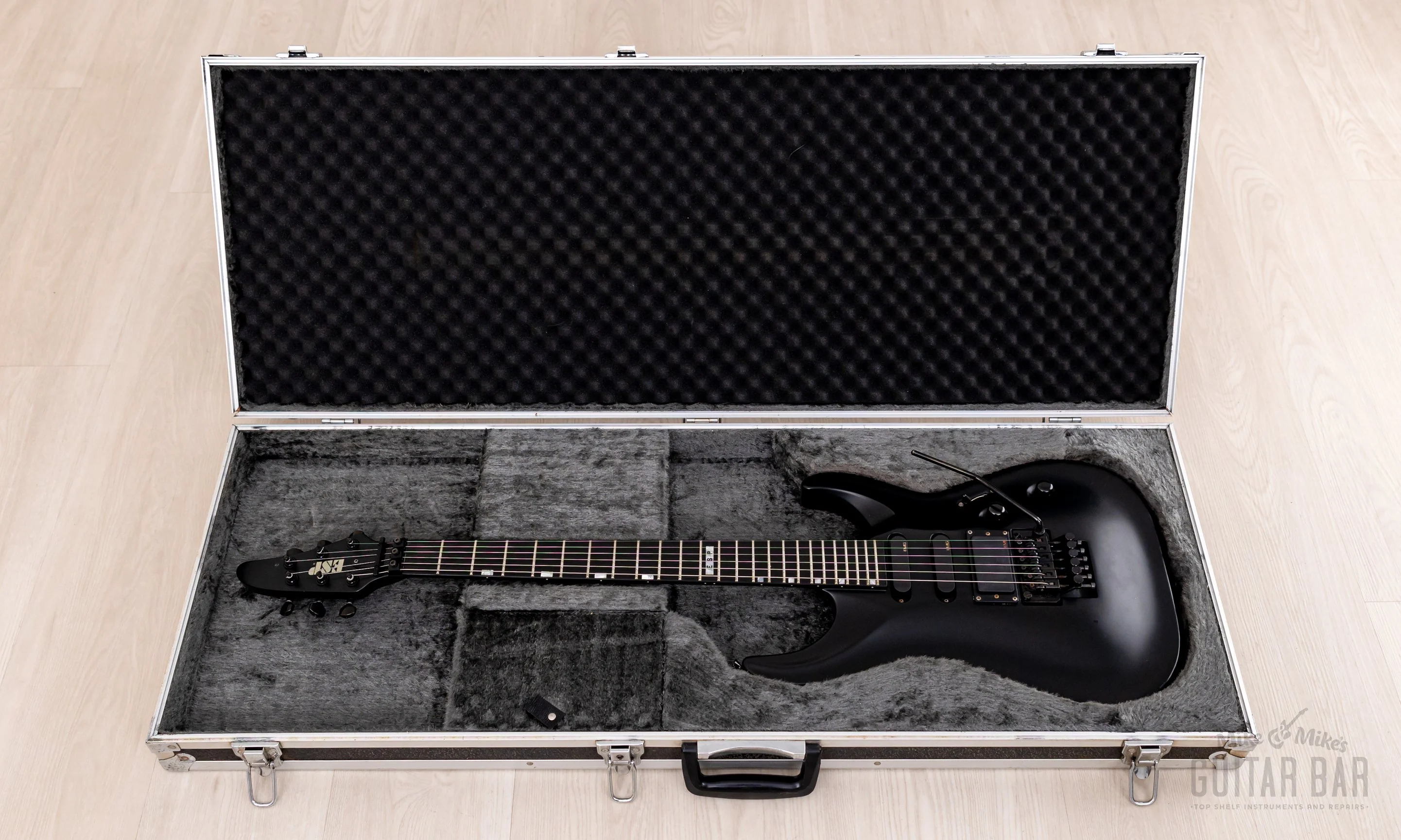 1995 ESP Custom Shop Horizon-Custom SSH Superstrat Black Satin w/ Floyd Rose, Case - Image 17