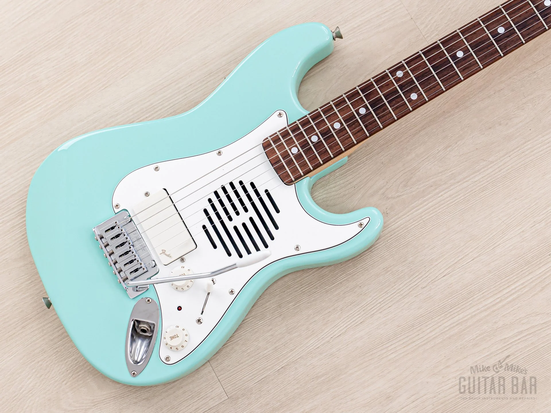 1996 Fender Stratocaster ST-Champ10 ST-CH-435 Mini Electric Guitar Sonic Blue w/ Built-In Speaker, Japan MIJ