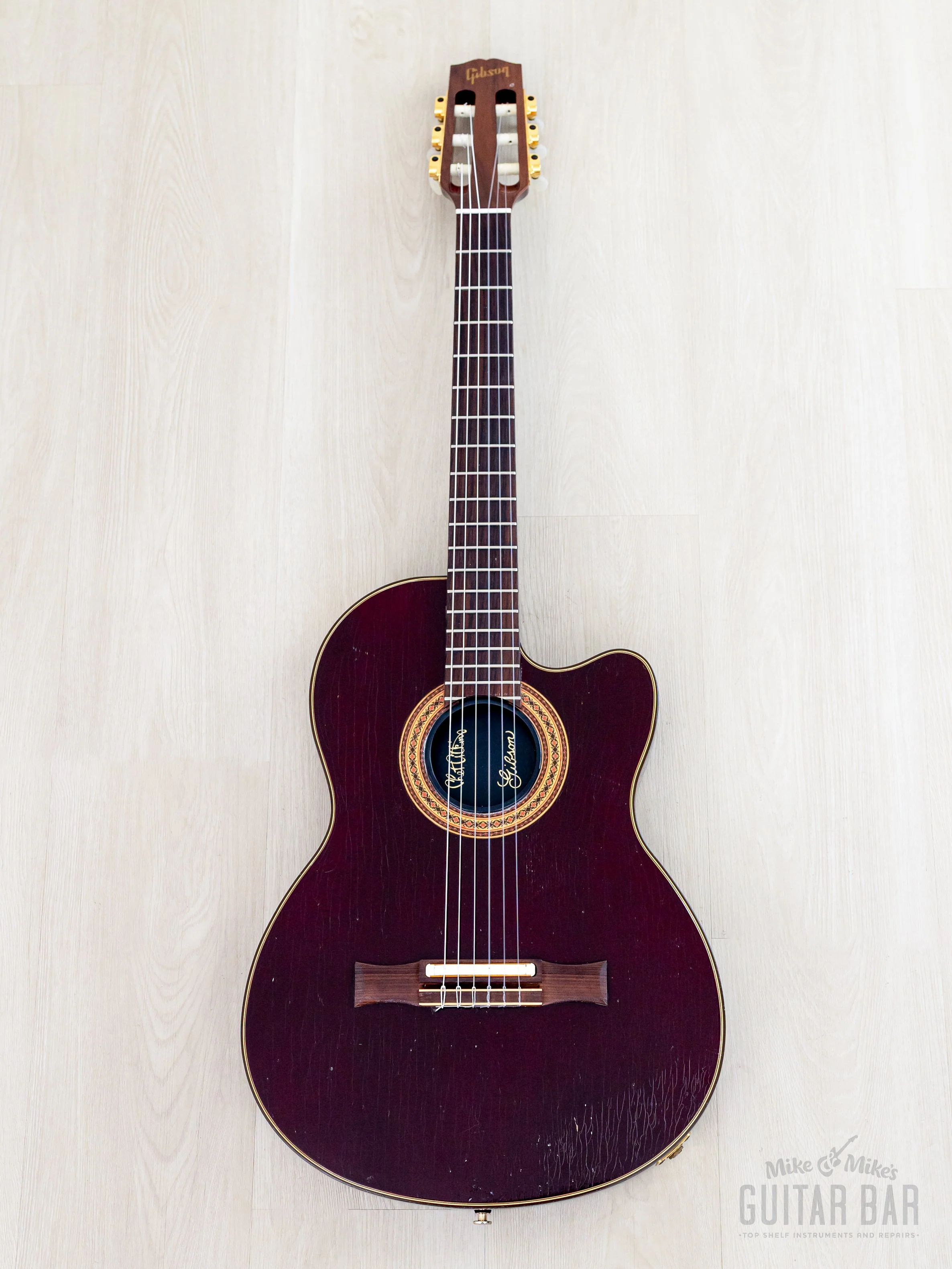 1993 Gibson Chet Atkins CE Classical Wine Red Cutaway Acoustic Electric Nylon String Guitar w/ Case & Tags, Yamano - Image 2