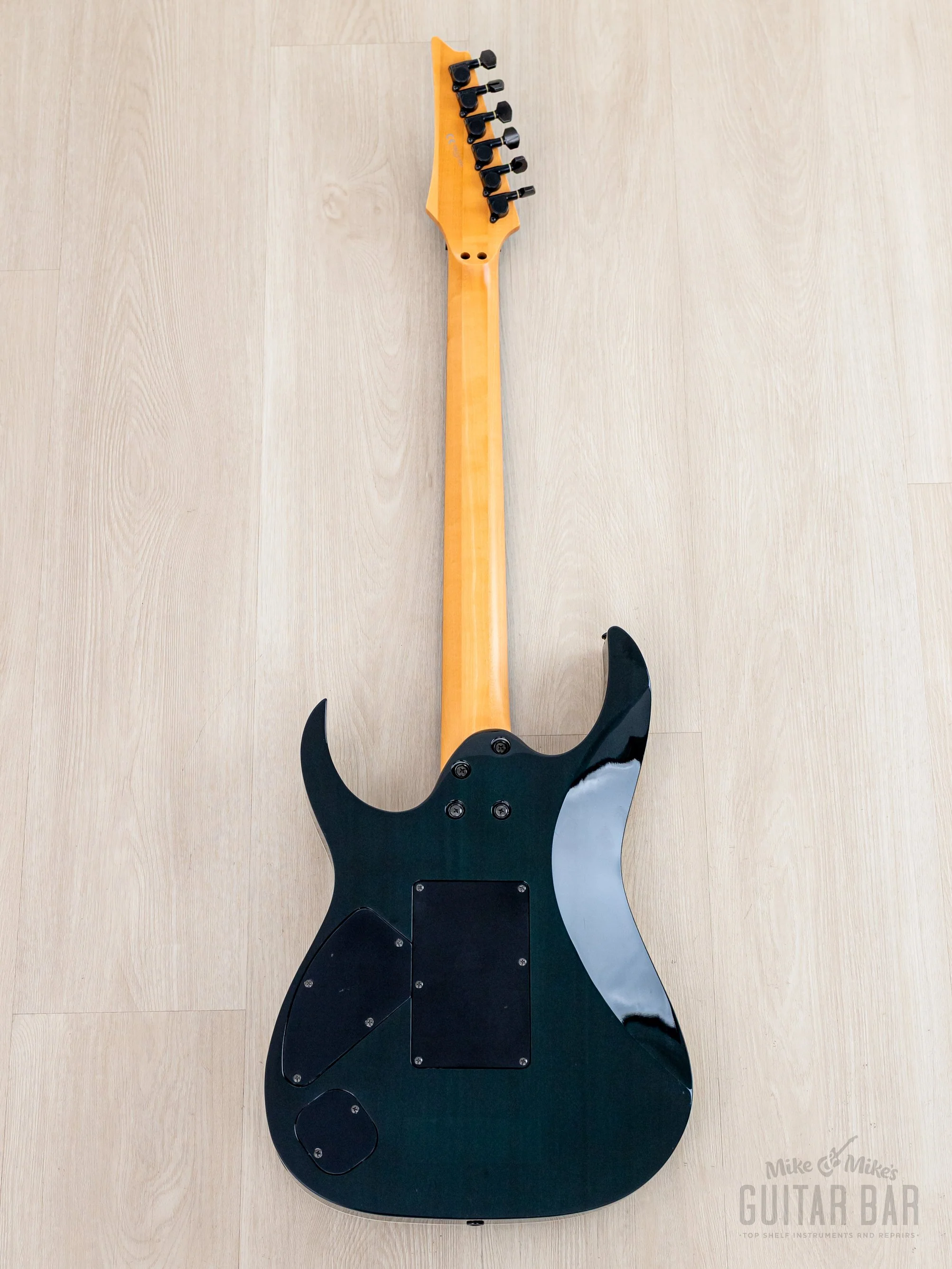 1998 Ibanez J Custom KRG1802 Spot Model Transparent Turquoise AAAA Flame Top DiMarzio HH - Image 3
