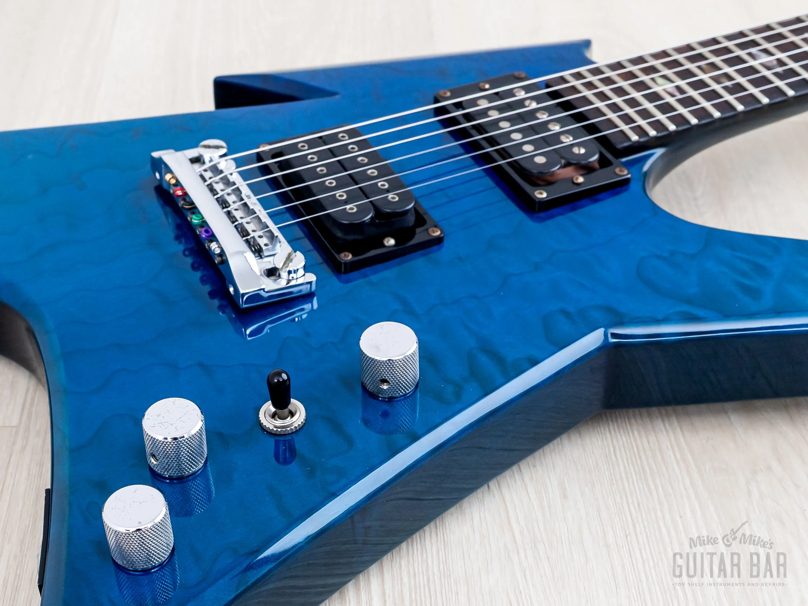 2002 B.C. Rich USA Ironbird Neck Through Quilt Top Transparent Blue w/ DiMarzio - Image 6