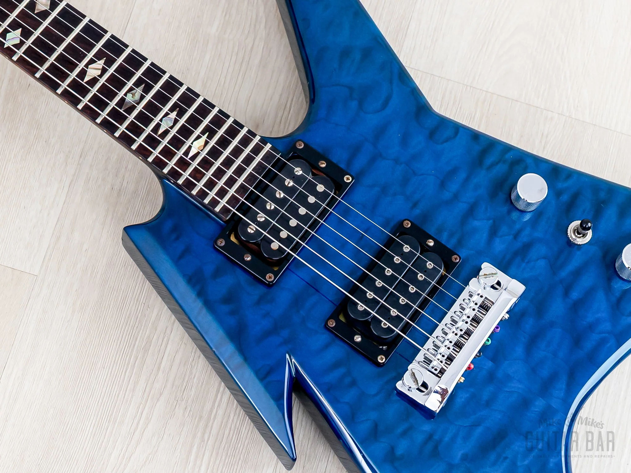 2002 B.C. Rich USA Ironbird Neck Through Quilt Top Transparent Blue w/ DiMarzio - Image 7