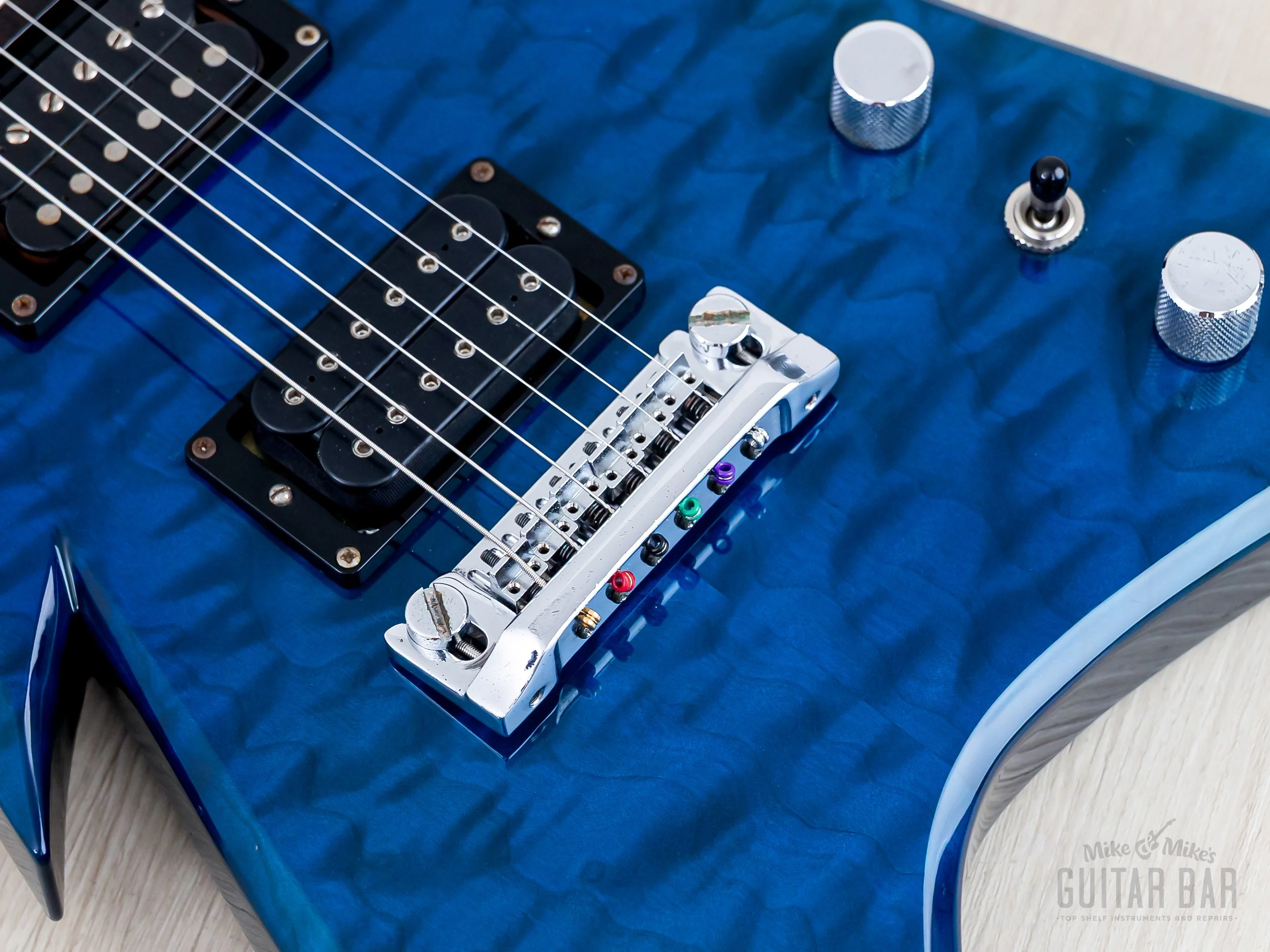 2002 B.C. Rich USA Ironbird Neck Through Quilt Top Transparent Blue w/ DiMarzio - Image 8