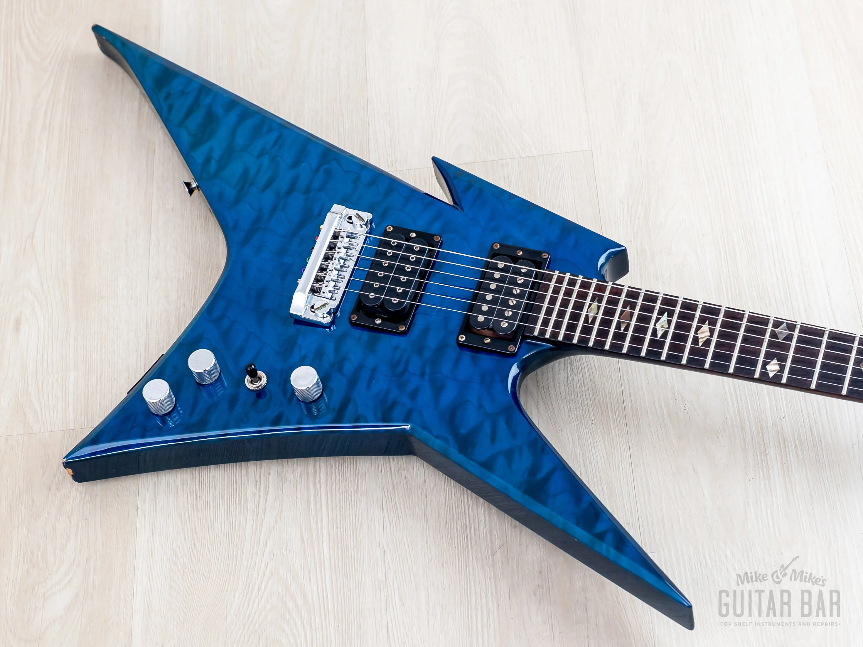 2002 B.C. Rich USA Ironbird Neck Through Quilt Top Transparent Blue w/ DiMarzio - Image 9