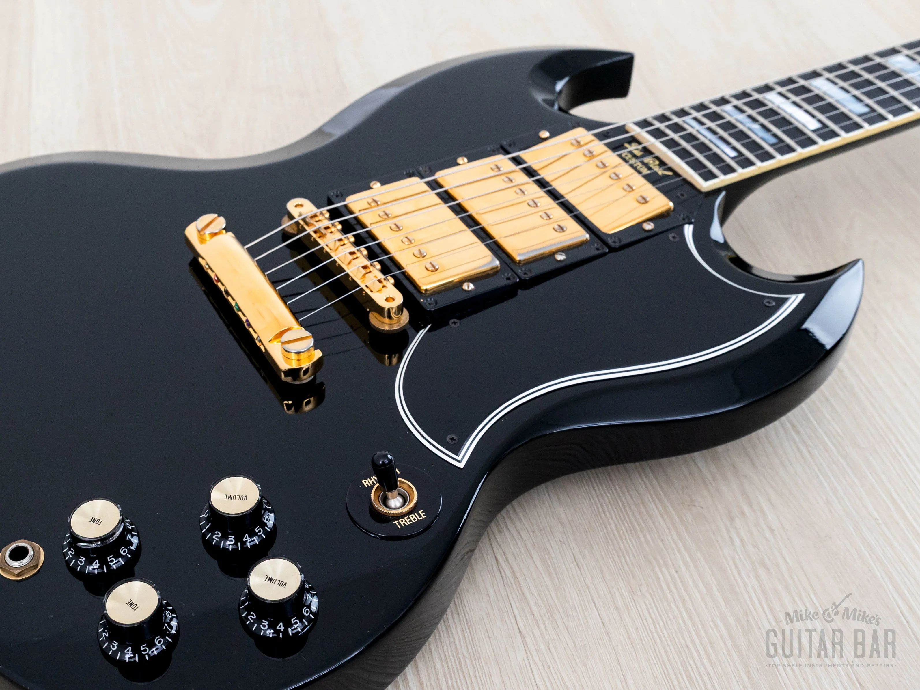 1999 Gibson Custom Shop 1961 Les Paul SG Custom Ebony 3 Pickup w/ 57 Classic PAFs, Case - Image 6