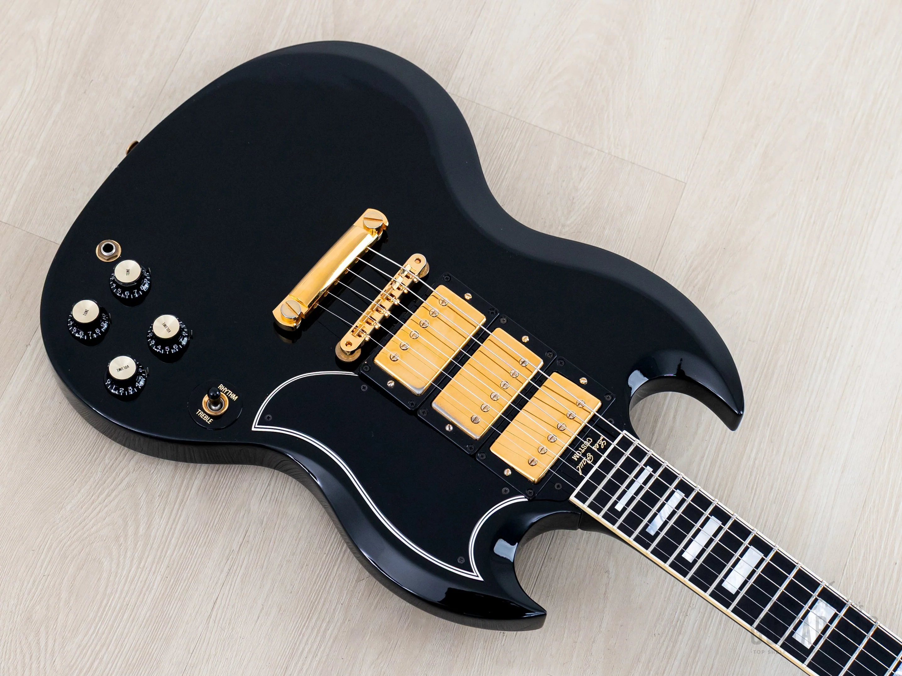 1999 Gibson Custom Shop 1961 Les Paul SG Custom Ebony 3 Pickup w/ 57 Classic PAFs, Case - Image 8