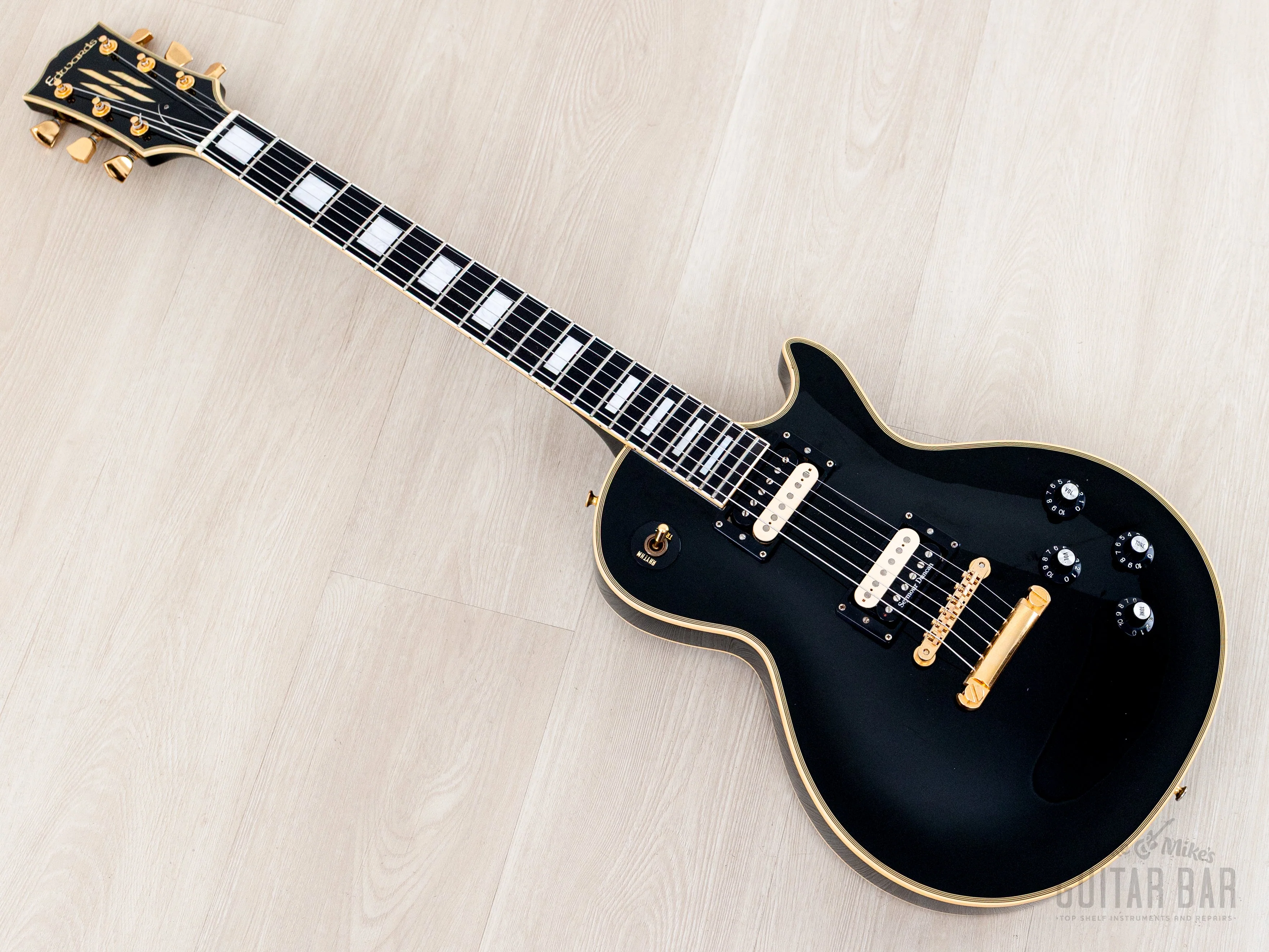 2000s Edwards by ESP E-LP-98LTC Custom Black Beauty, Ebony Nitro Lacquer w/ USA Seymour Duncans, Japan - Image 11