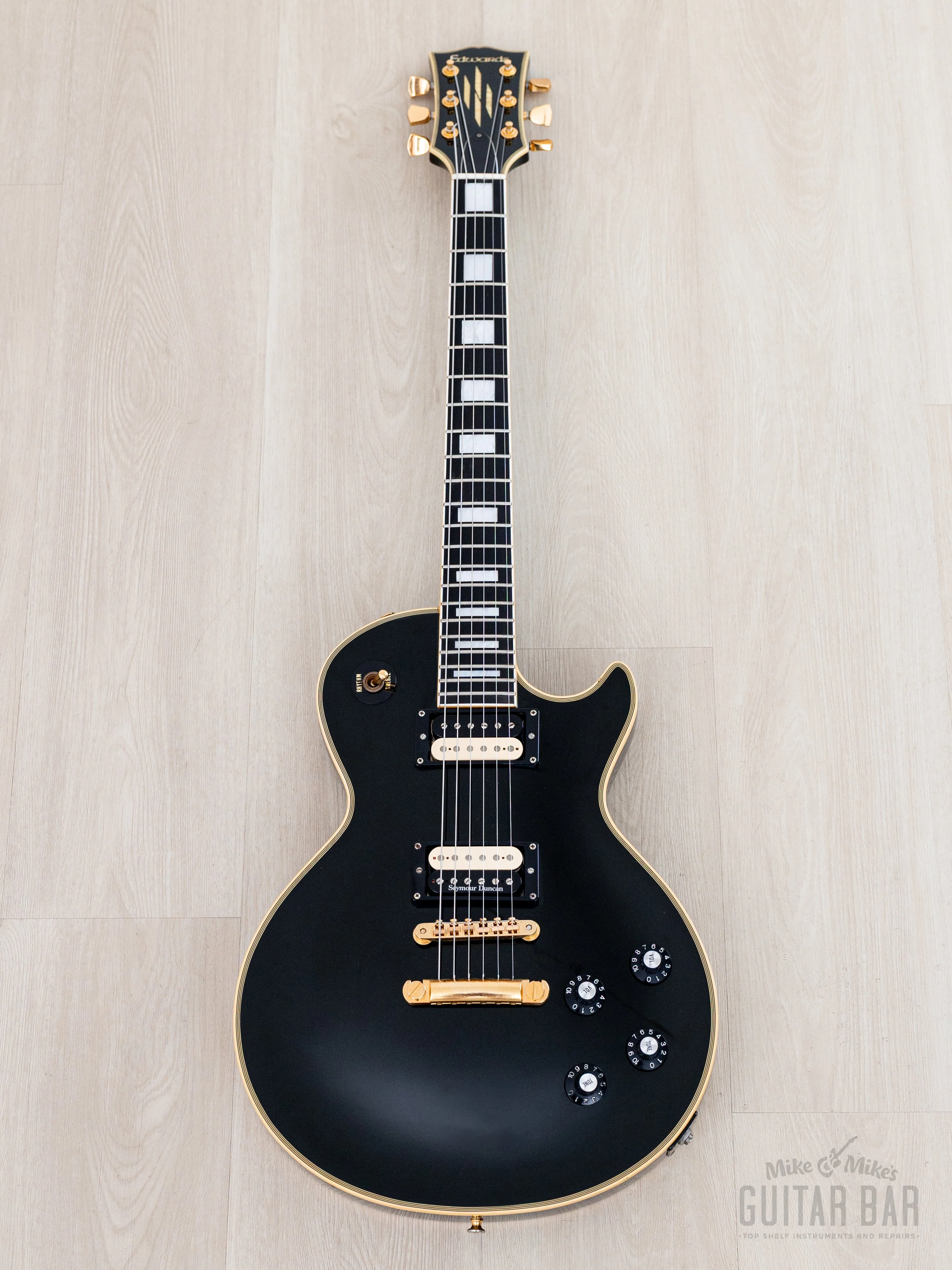 2000s Edwards by ESP E-LP-98LTC Custom Black Beauty, Ebony Nitro Lacquer w/ USA Seymour Duncans, Japan - Image 2