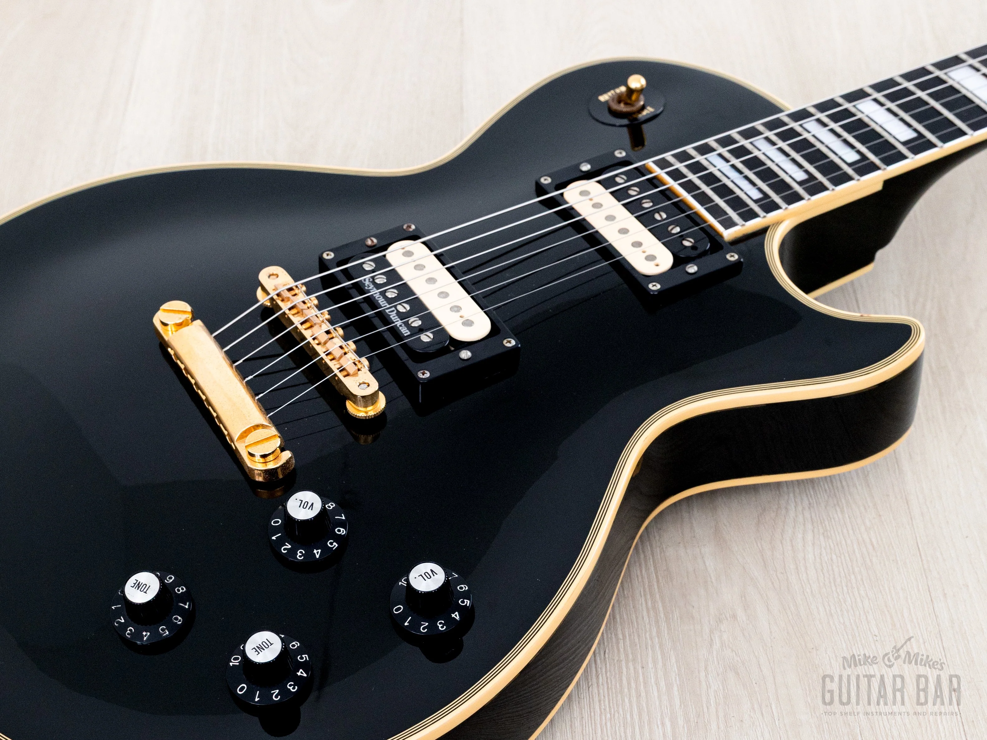 2000s Edwards by ESP E-LP-98LTC Custom Black Beauty, Ebony Nitro Lacquer w/ USA Seymour Duncans, Japan - Image 6